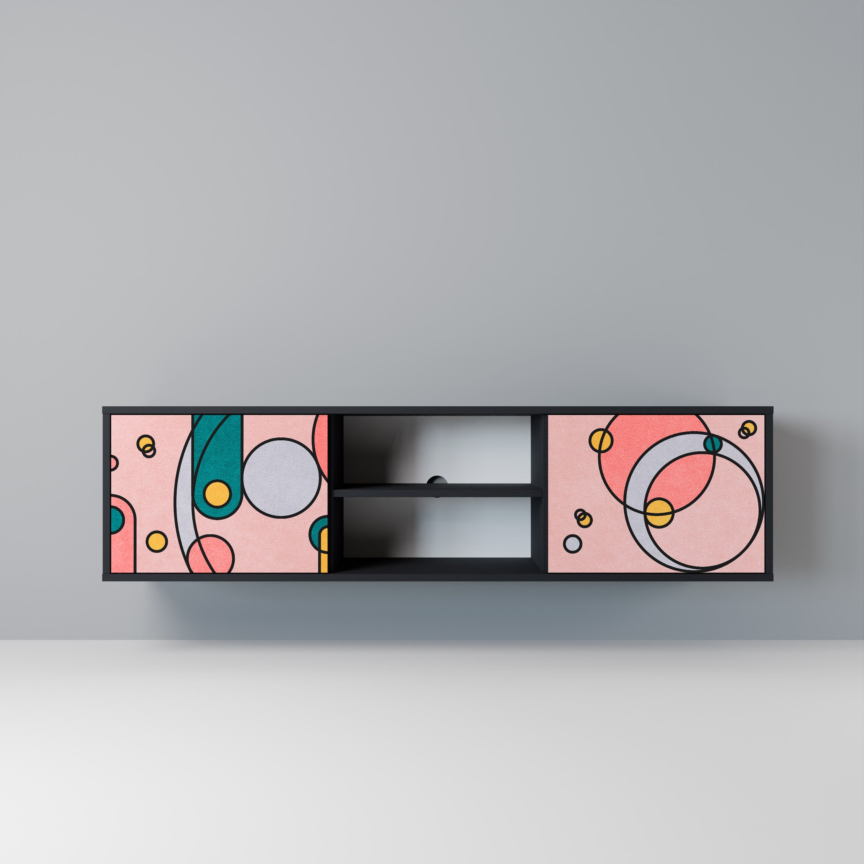 GOSSAMER ECHOES Móvel de TV com 2 Portas em Acabamento Preto