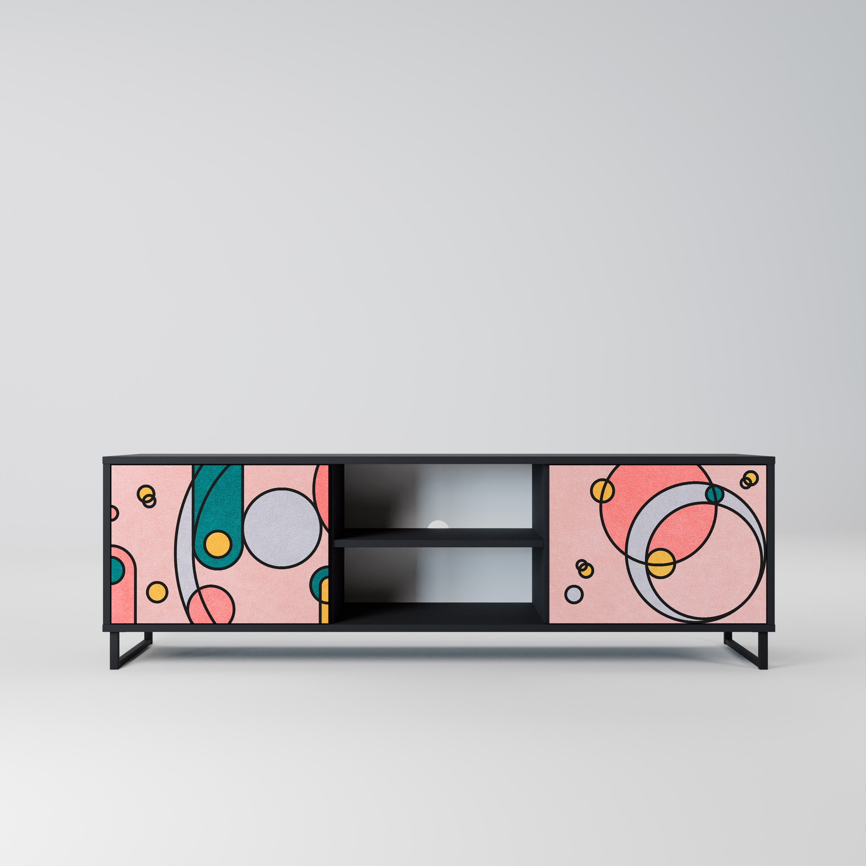 GOSSAMER ECHOES Móvel de TV com 2 Portas em Acabamento Preto
