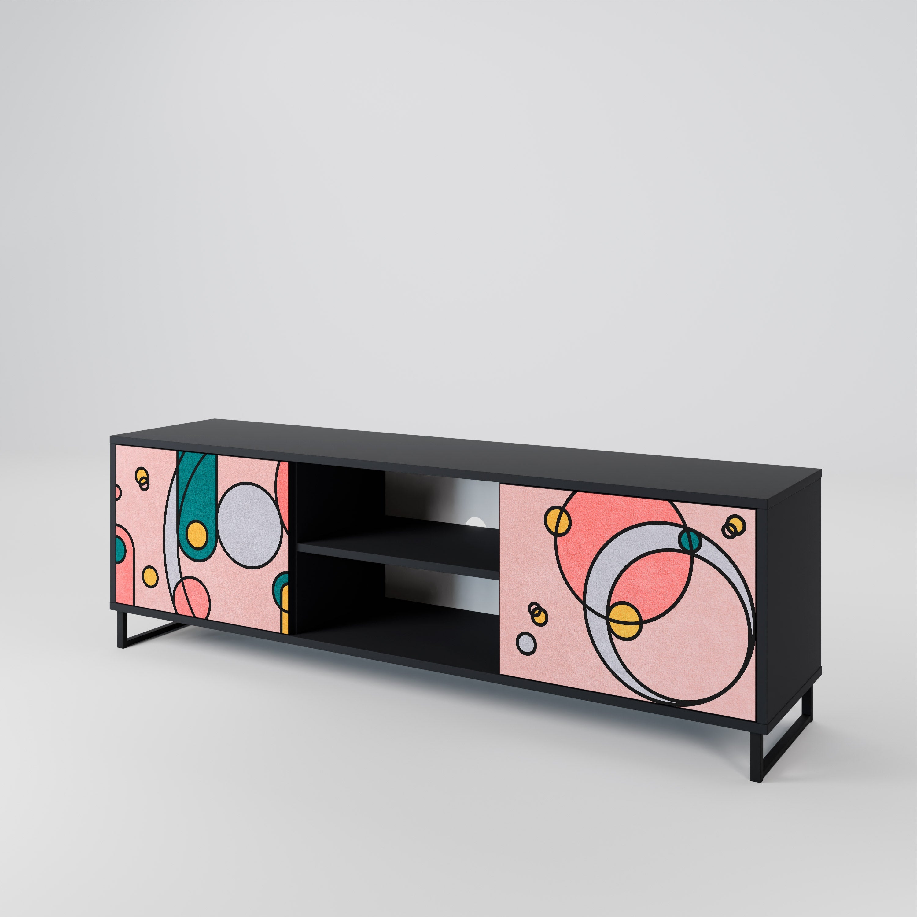 GOSSAMER ECHOES Móvel de TV com 2 Portas em Acabamento Preto