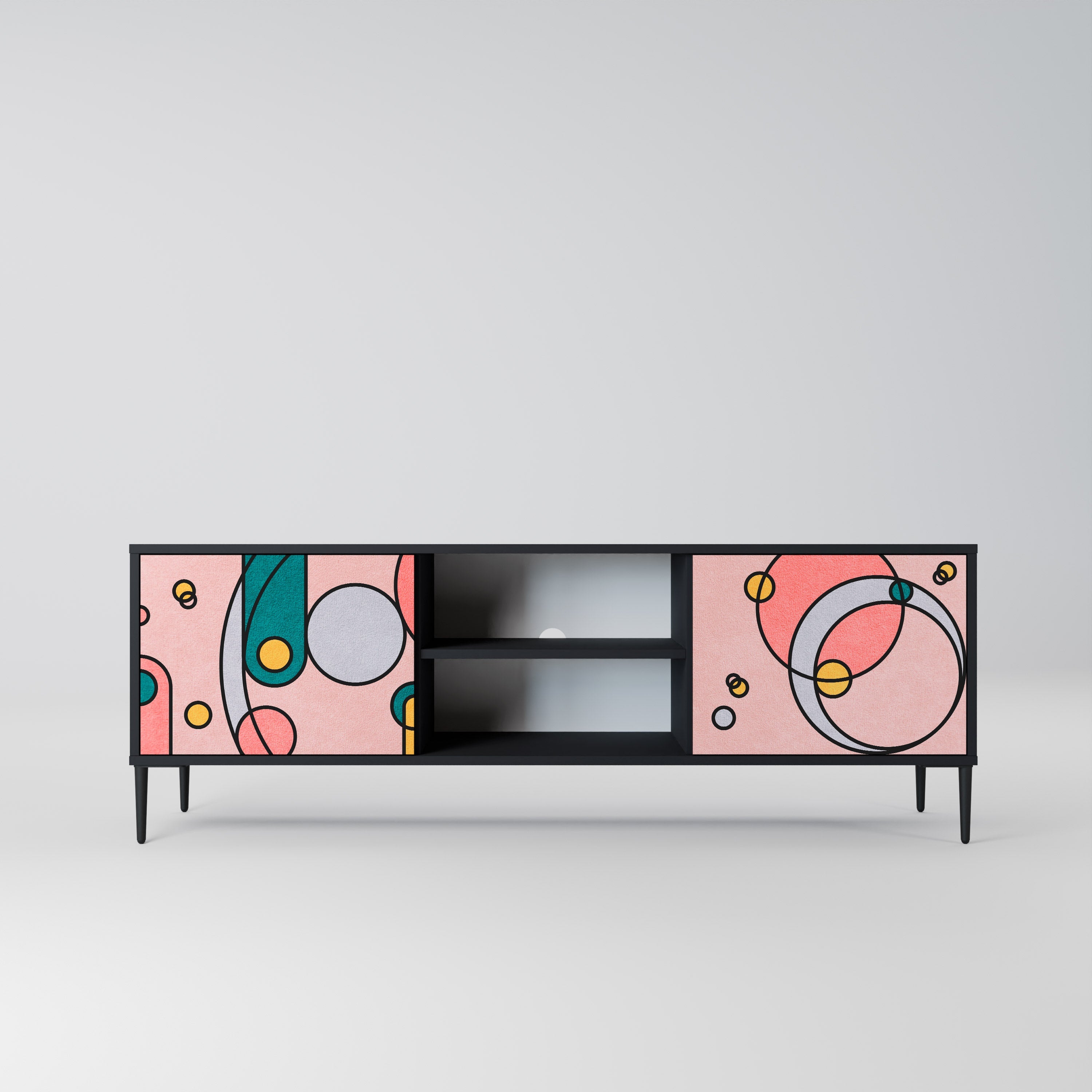 GOSSAMER ECHOES Móvel de TV com 2 Portas em Acabamento Preto