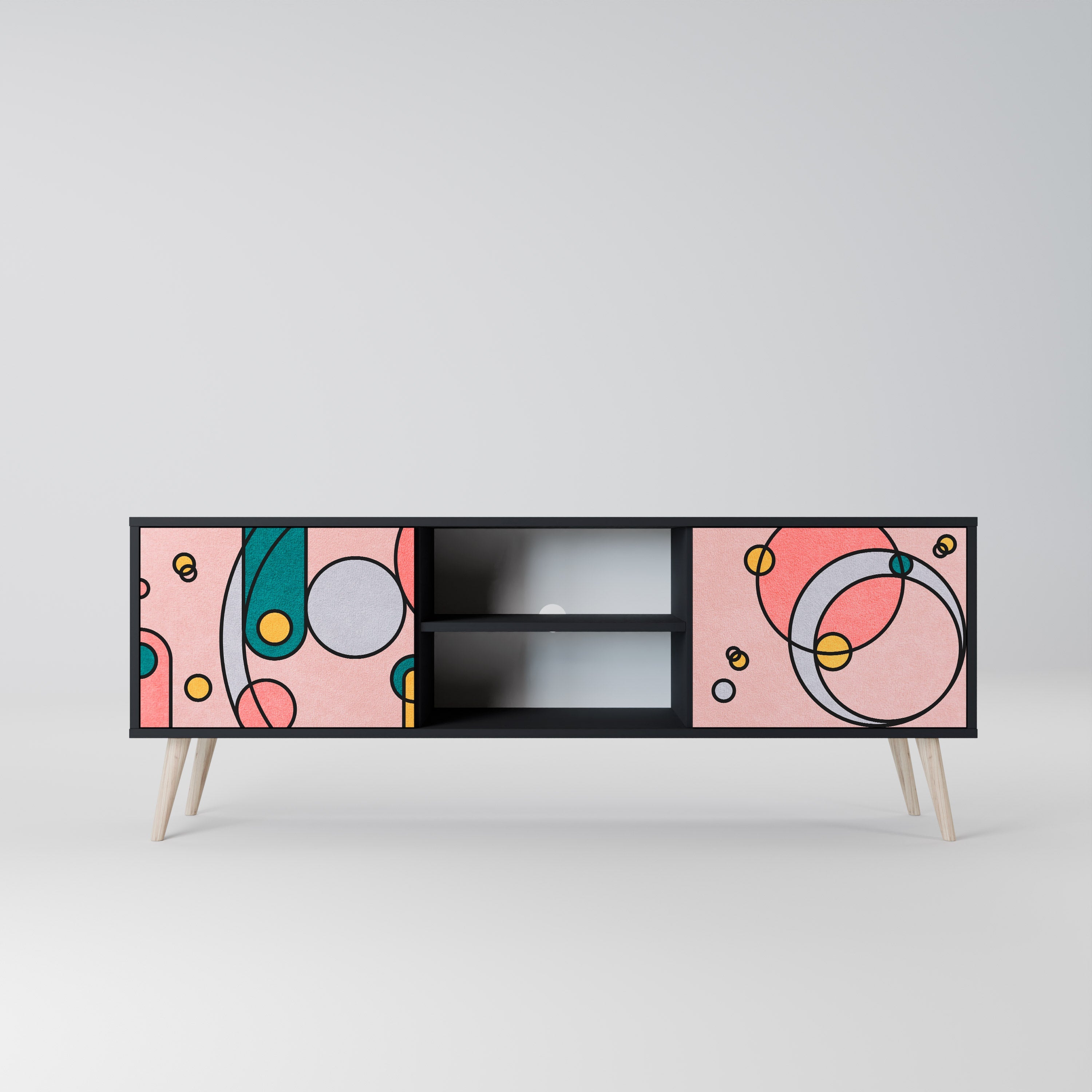 GOSSAMER ECHOES Móvel de TV com 2 Portas em Acabamento Preto