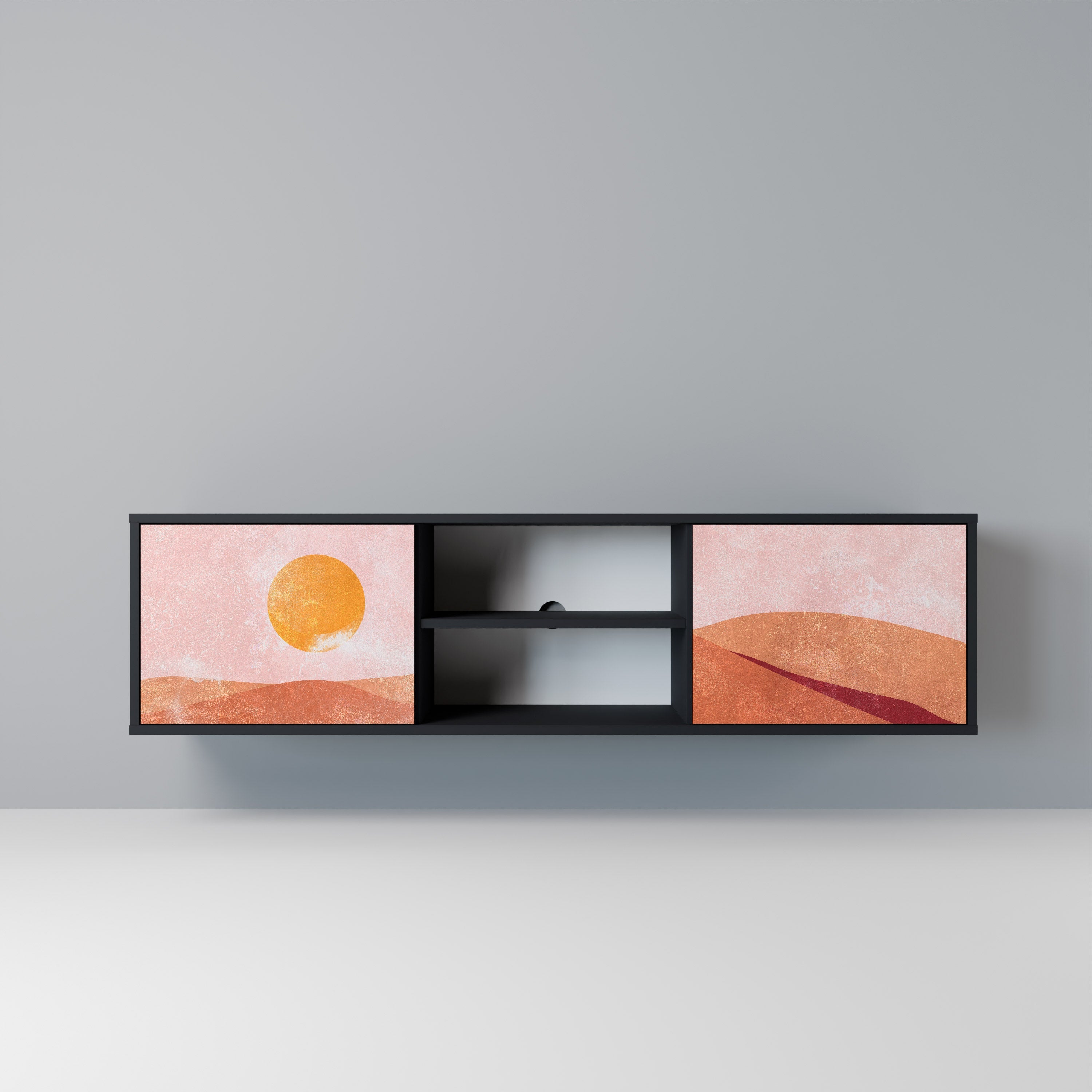 LUMINOUS SUNLIGHT Móvel de TV com 2 Portas em Acabamento Preto