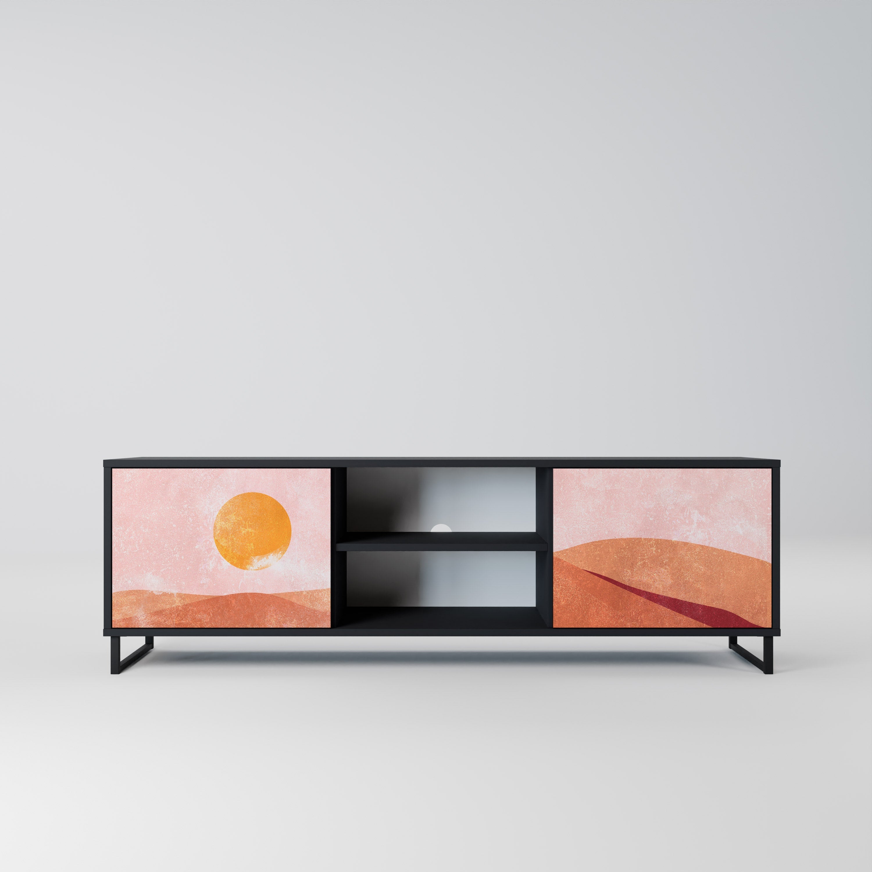 LUMINOUS SUNLIGHT Móvel de TV com 2 Portas em Acabamento Preto