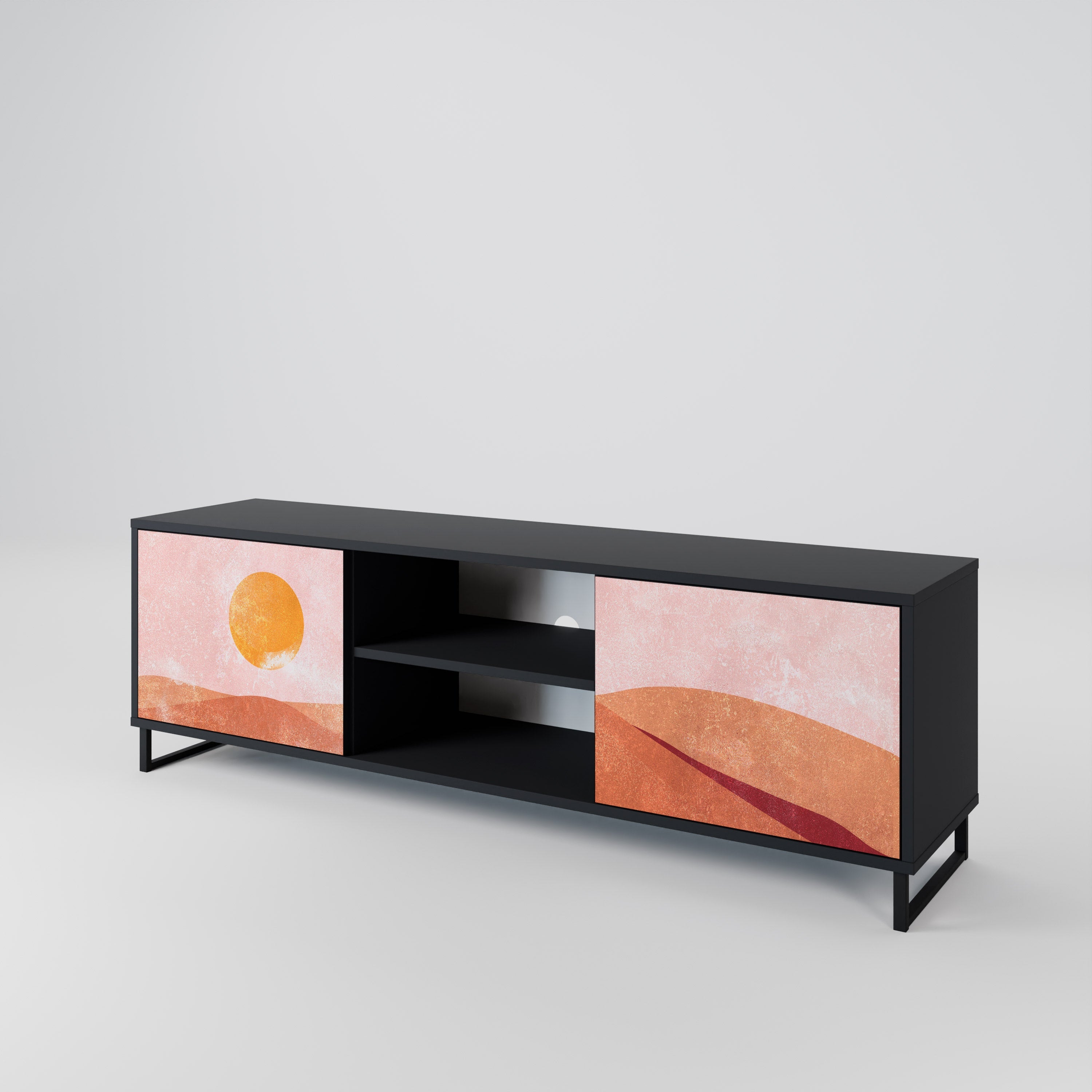 LUMINOUS SUNLIGHT Móvel de TV com 2 Portas em Acabamento Preto