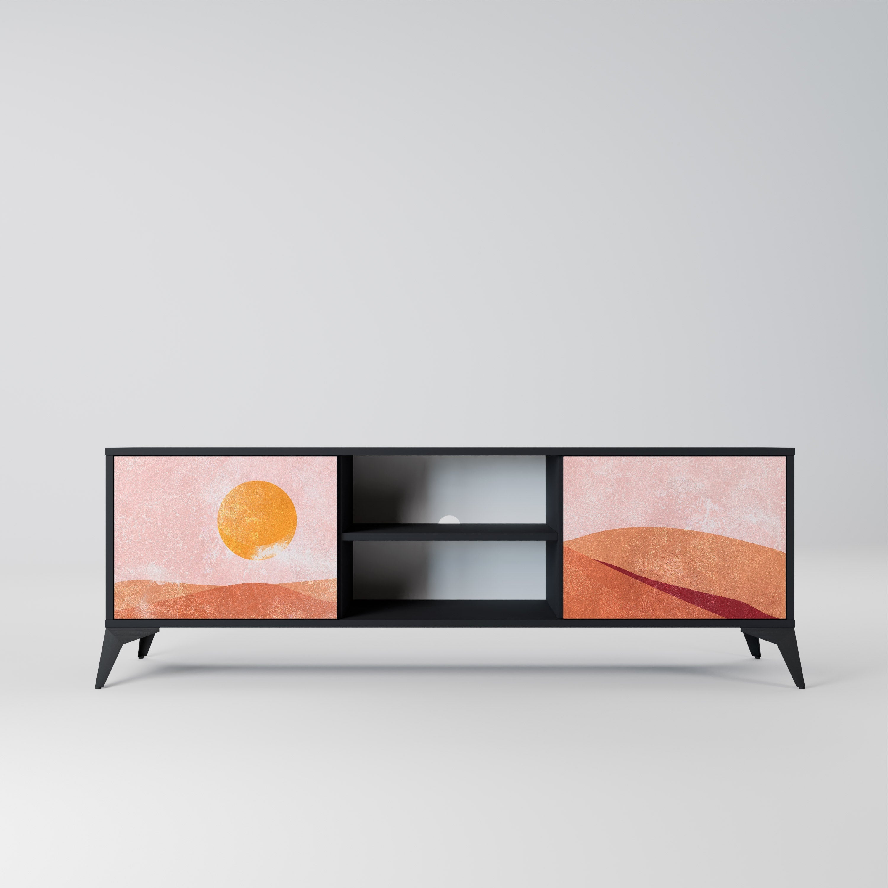 LUMINOUS SUNLIGHT Móvel de TV com 2 Portas em Acabamento Preto
