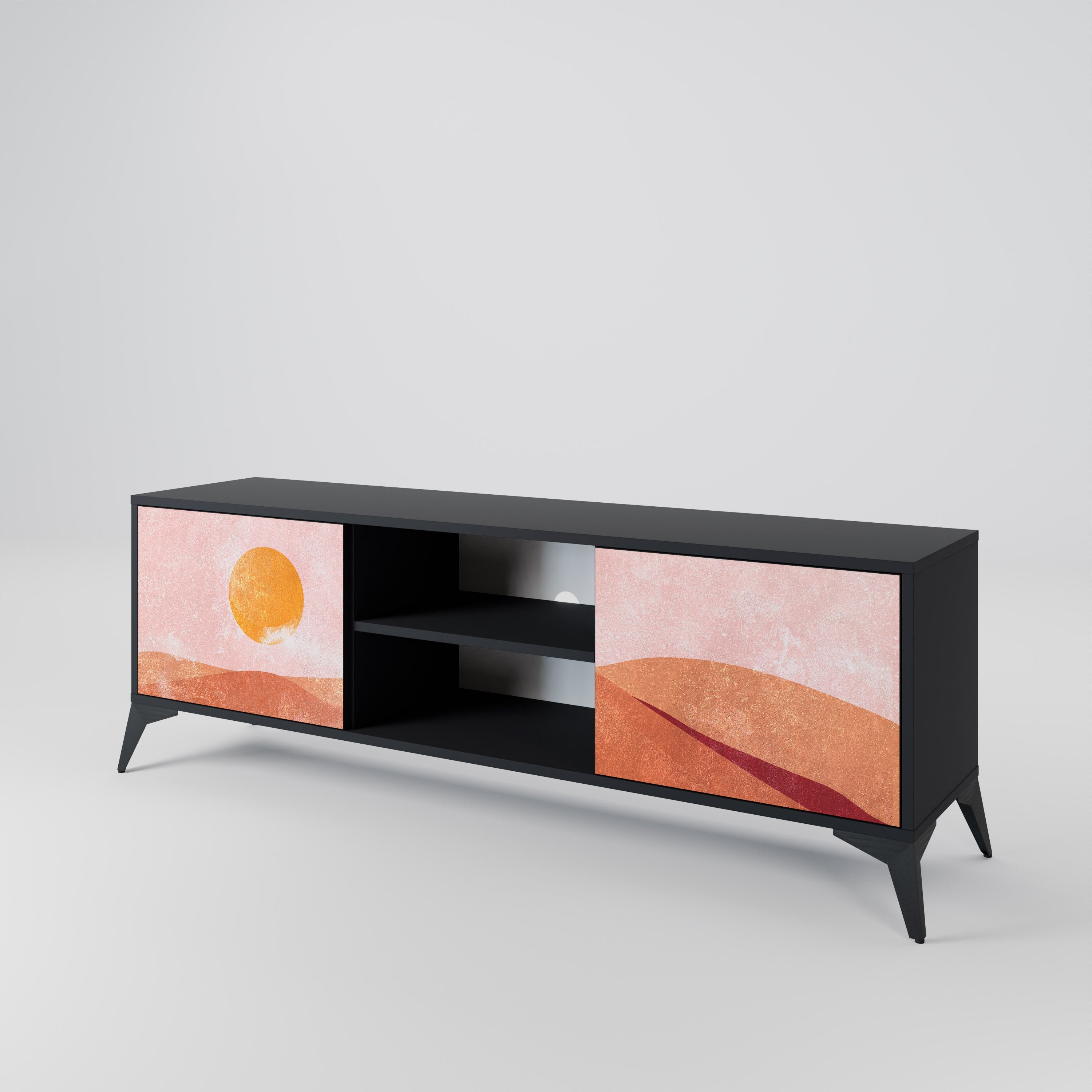 LUMINOUS SUNLIGHT Móvel de TV com 2 Portas em Acabamento Preto