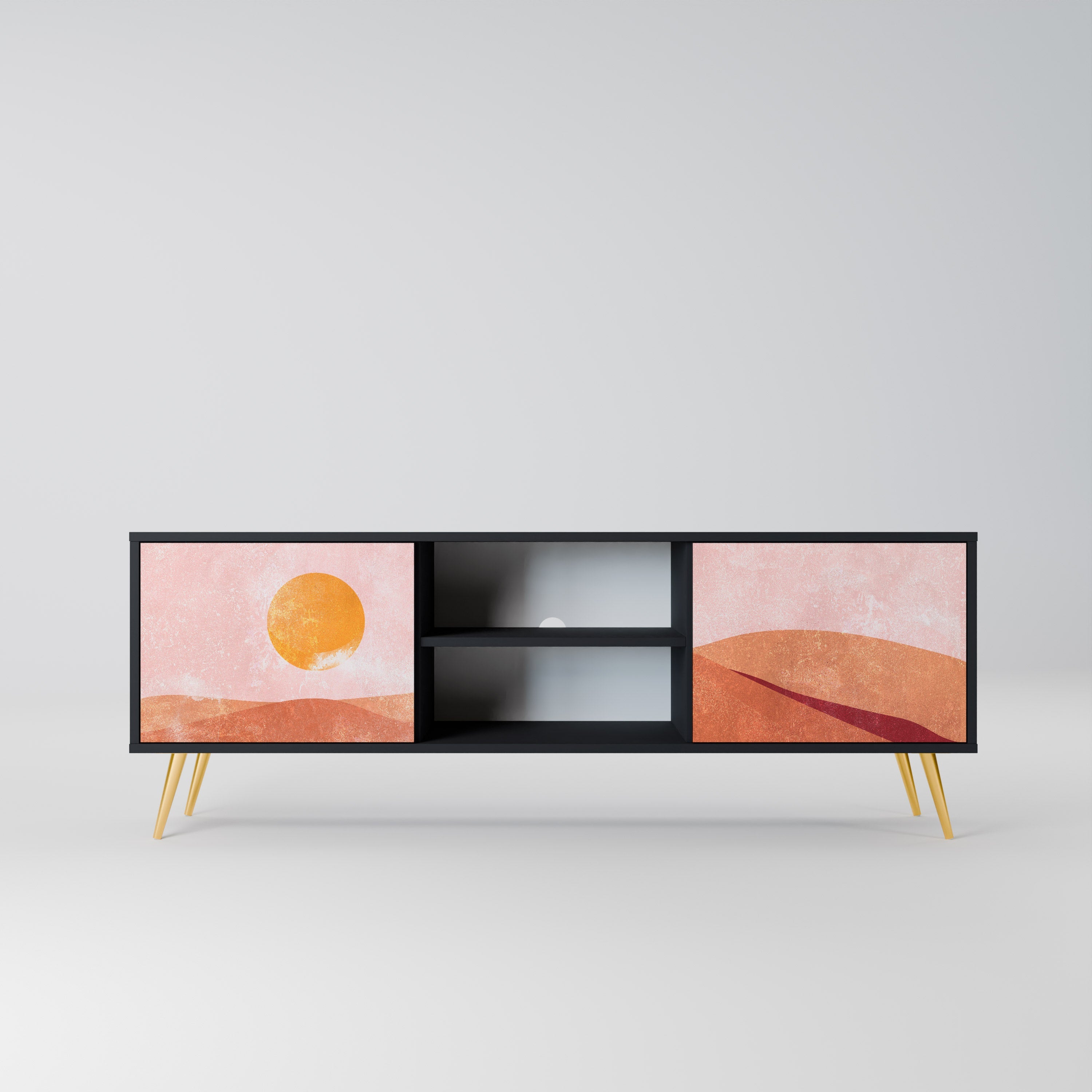 LUMINOUS SUNLIGHT Móvel de TV com 2 Portas em Acabamento Preto