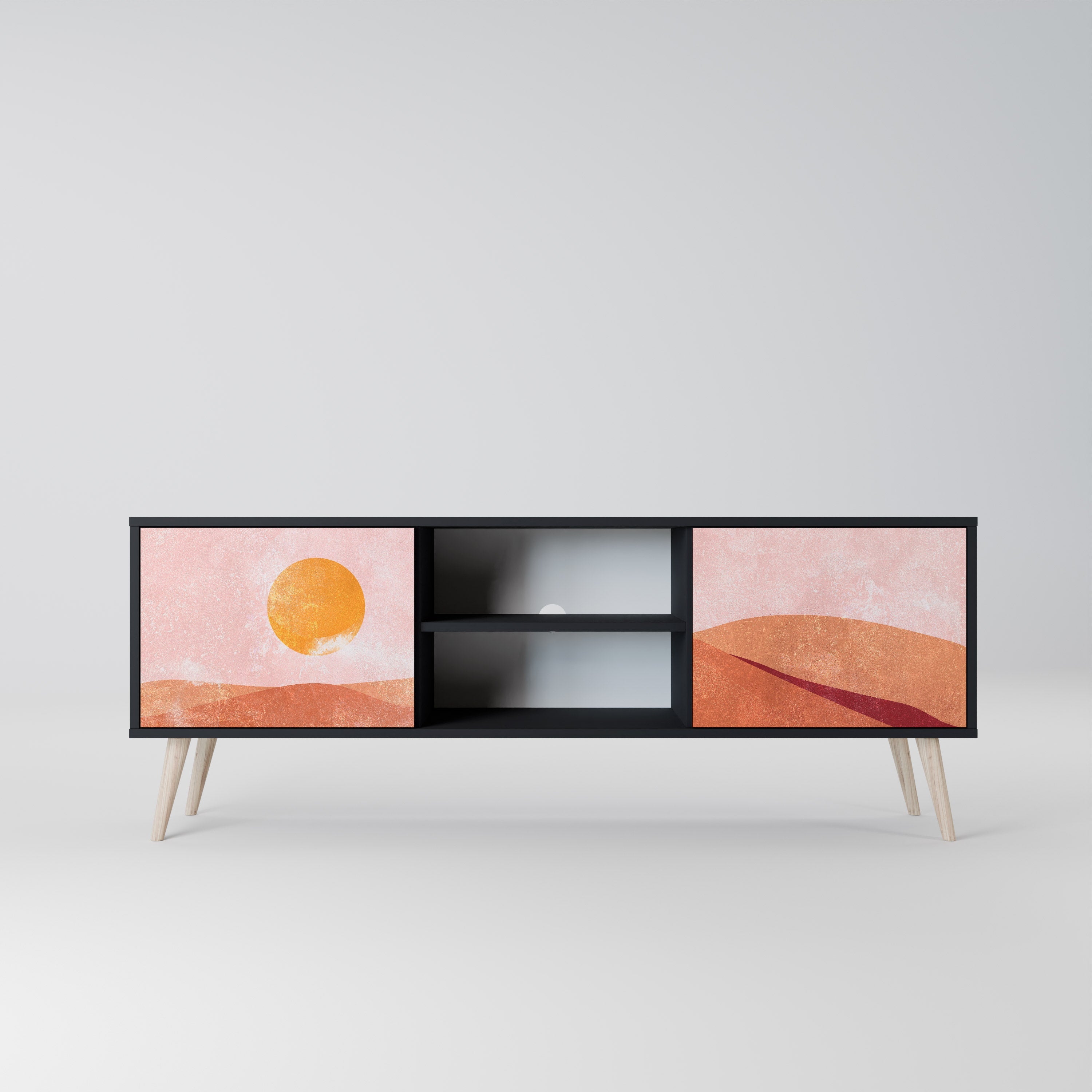 LUMINOUS SUNLIGHT Móvel de TV com 2 Portas em Acabamento Preto