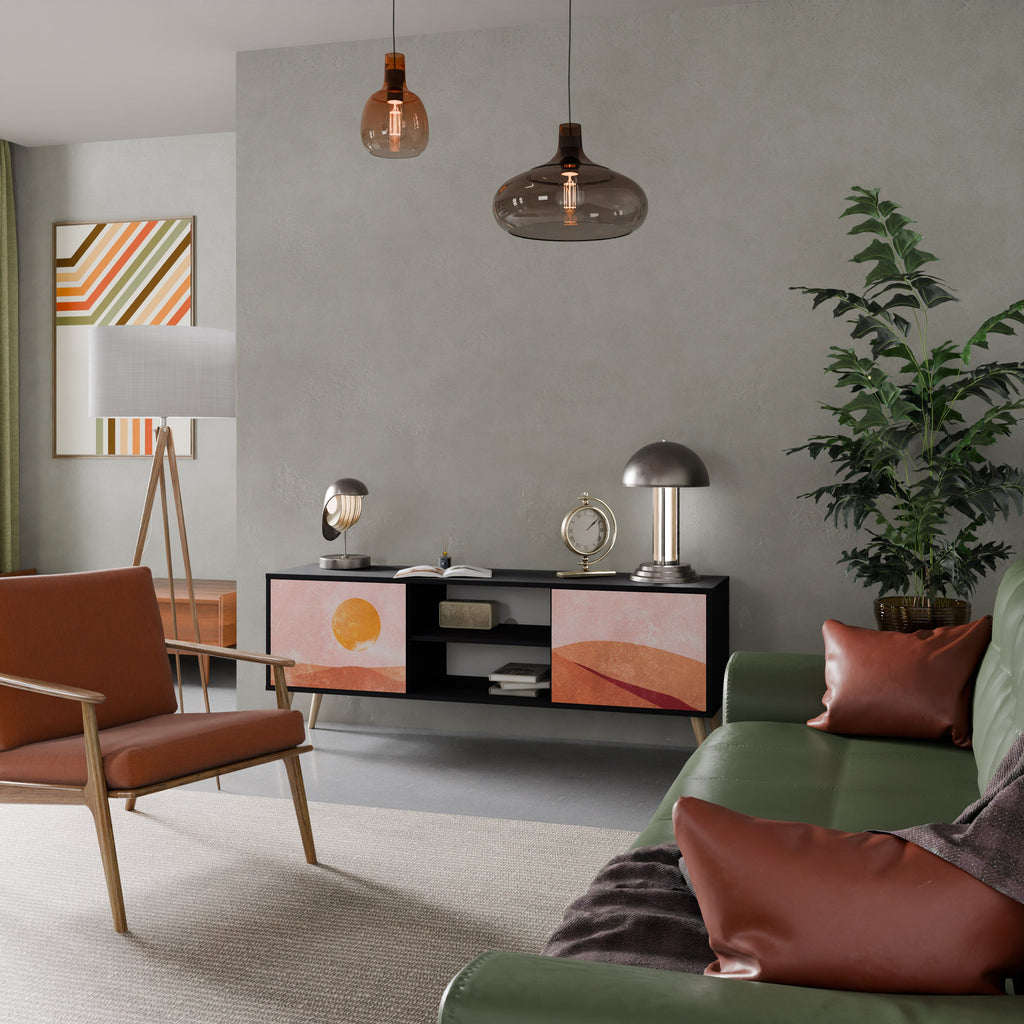 LUMINOUS SUNLIGHT Móvel de TV com 2 Portas em Acabamento Preto