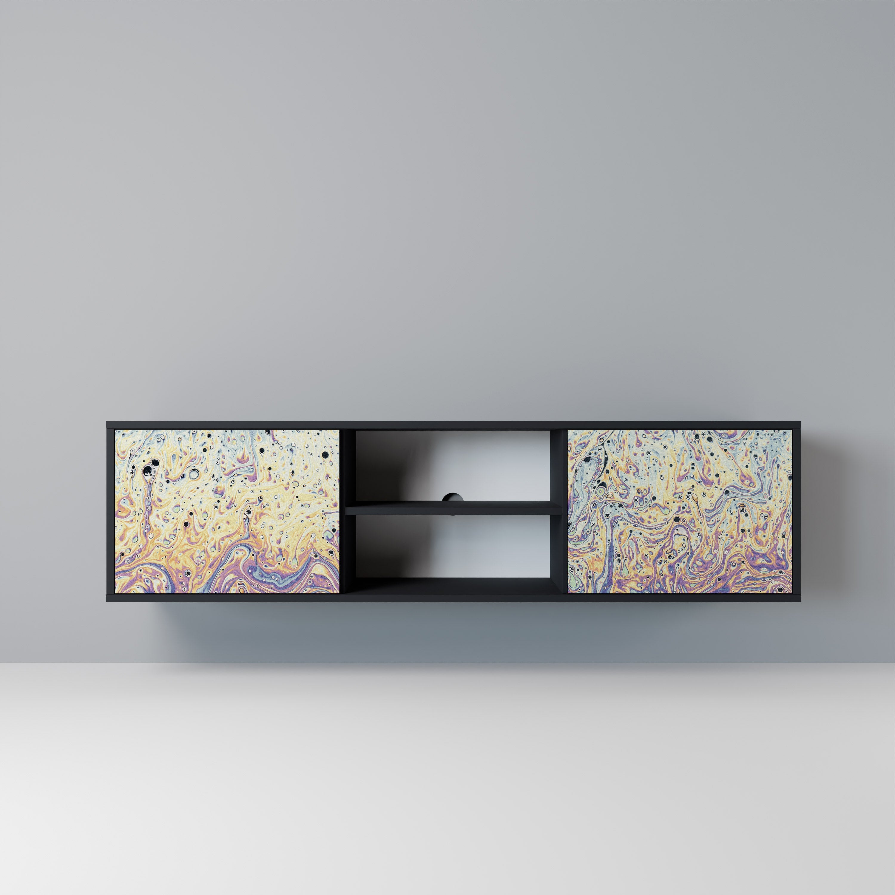 MOSAIC OF COLORS Móvel de TV com 2 Portas em Acabamento Preto