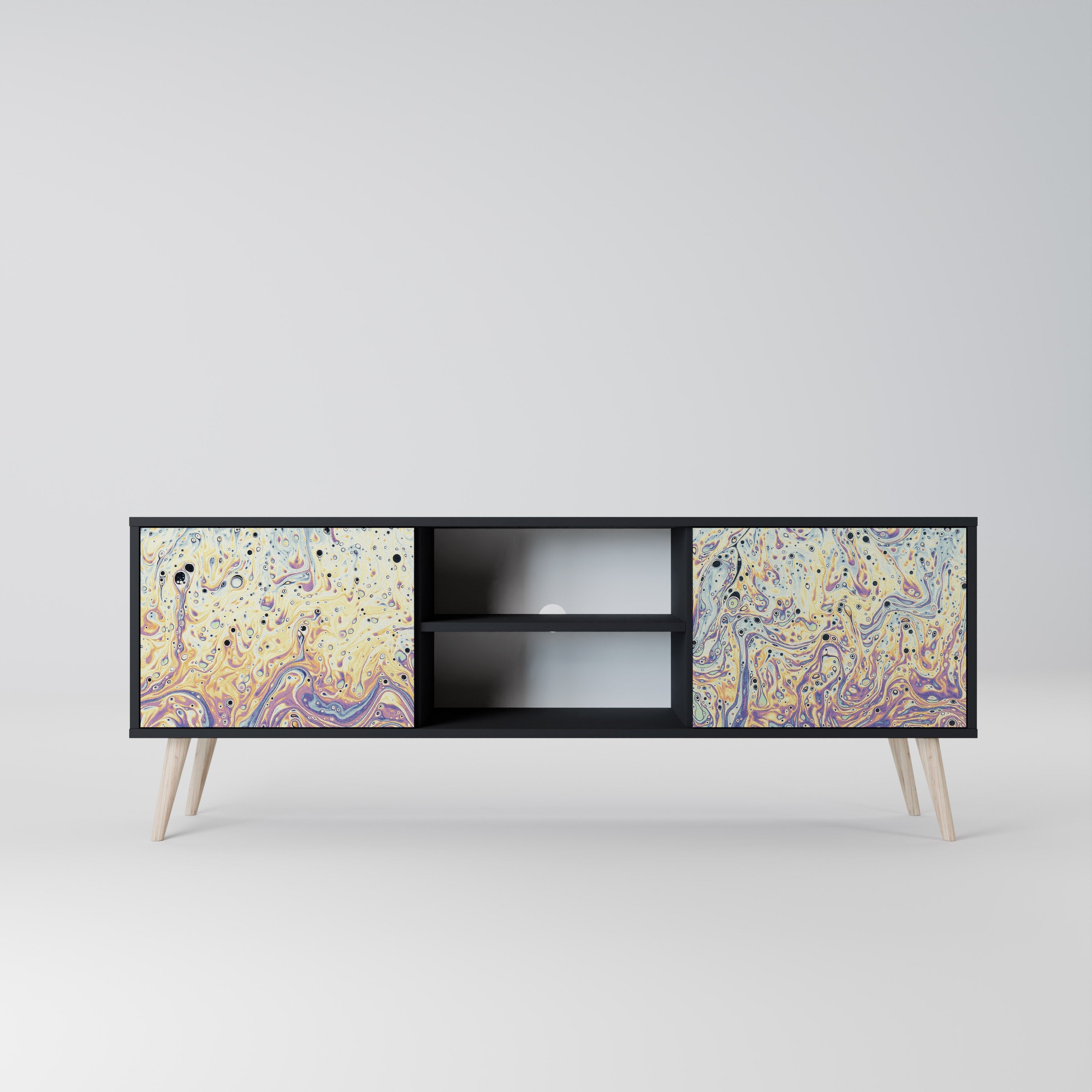 MOSAIC OF COLORS Móvel de TV com 2 Portas em Acabamento Preto