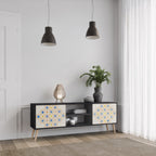 PATTERNED PRISM Móvel de TV com 2 Portas em Acabamento Preto