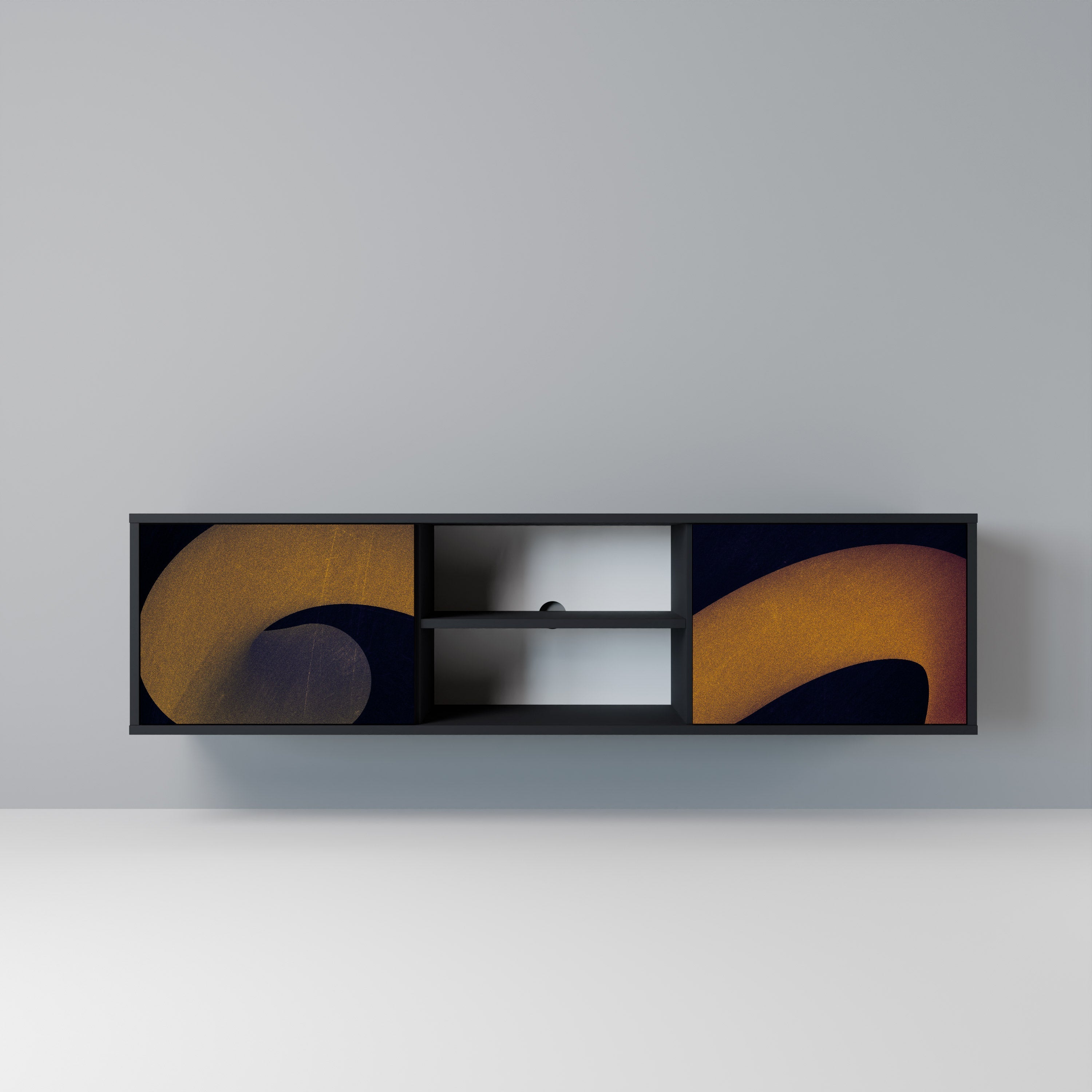 HOLLOW TIME Móvel de TV com 2 Portas em Acabamento Preto