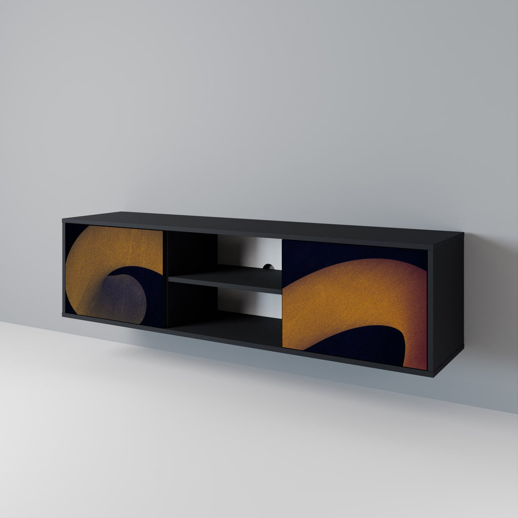 HOLLOW TIME Móvel de TV com 2 Portas em Acabamento Preto