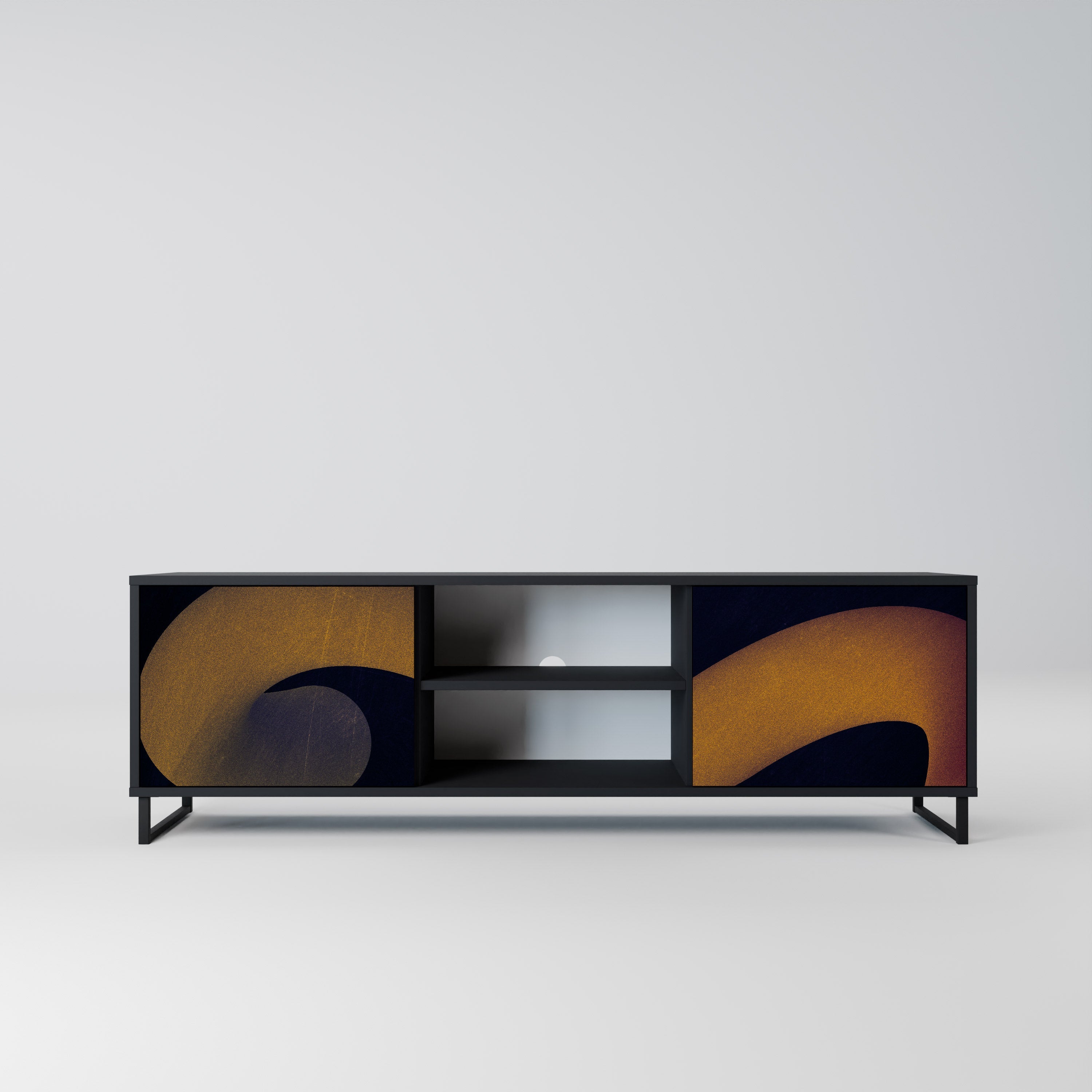 HOLLOW TIME Móvel de TV com 2 Portas em Acabamento Preto