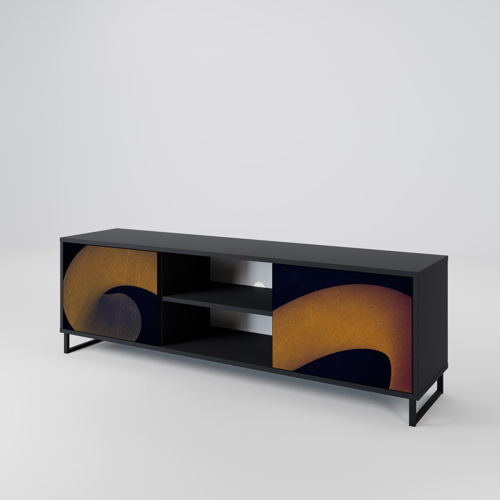 HOLLOW TIME Móvel de TV com 2 Portas em Acabamento Preto