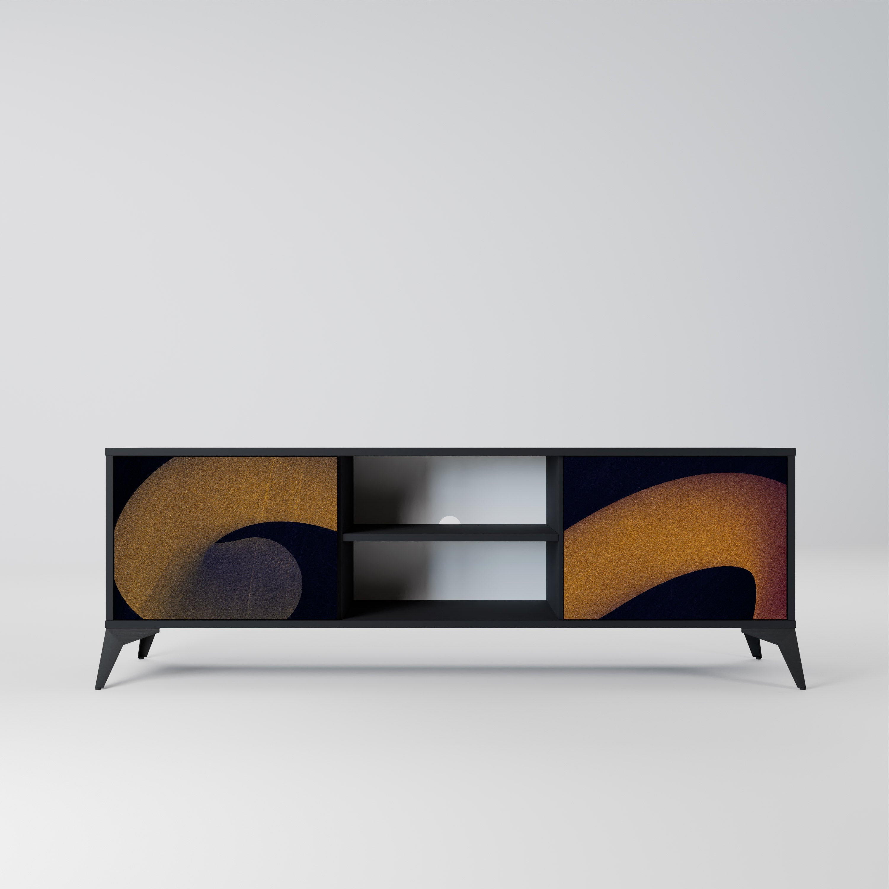 HOLLOW TIME Móvel de TV com 2 Portas em Acabamento Preto