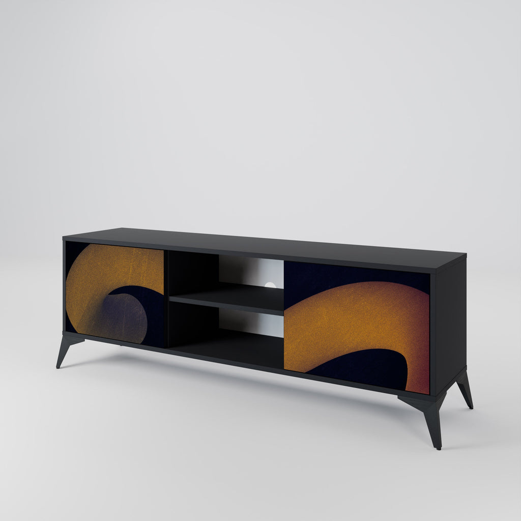 HOLLOW TIME Móvel de TV com 2 Portas em Acabamento Preto