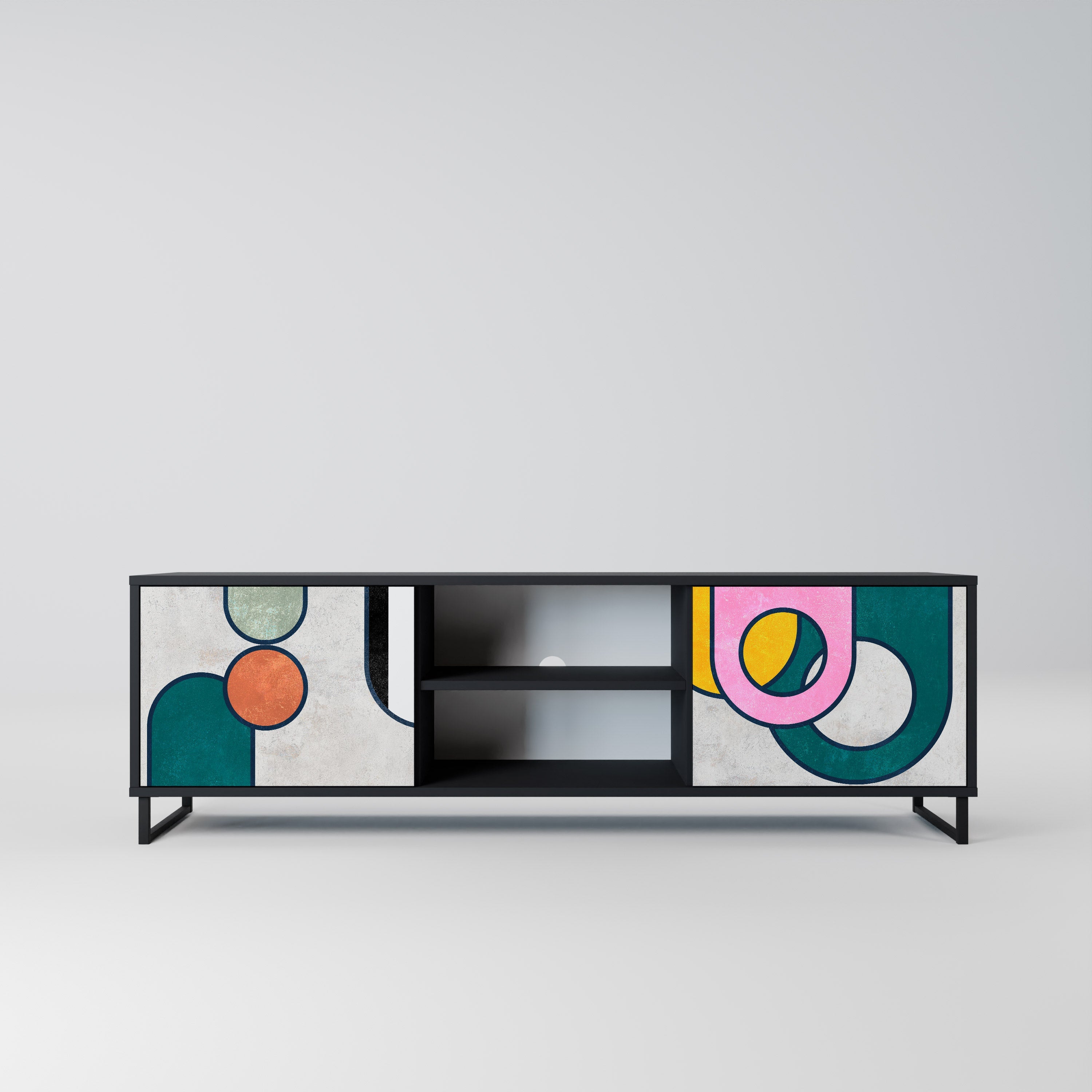 COOL STORY Móvel de TV com 2 Portas em Acabamento Preto