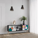 COOL STORY Móvel de TV com 2 Portas em Acabamento Preto