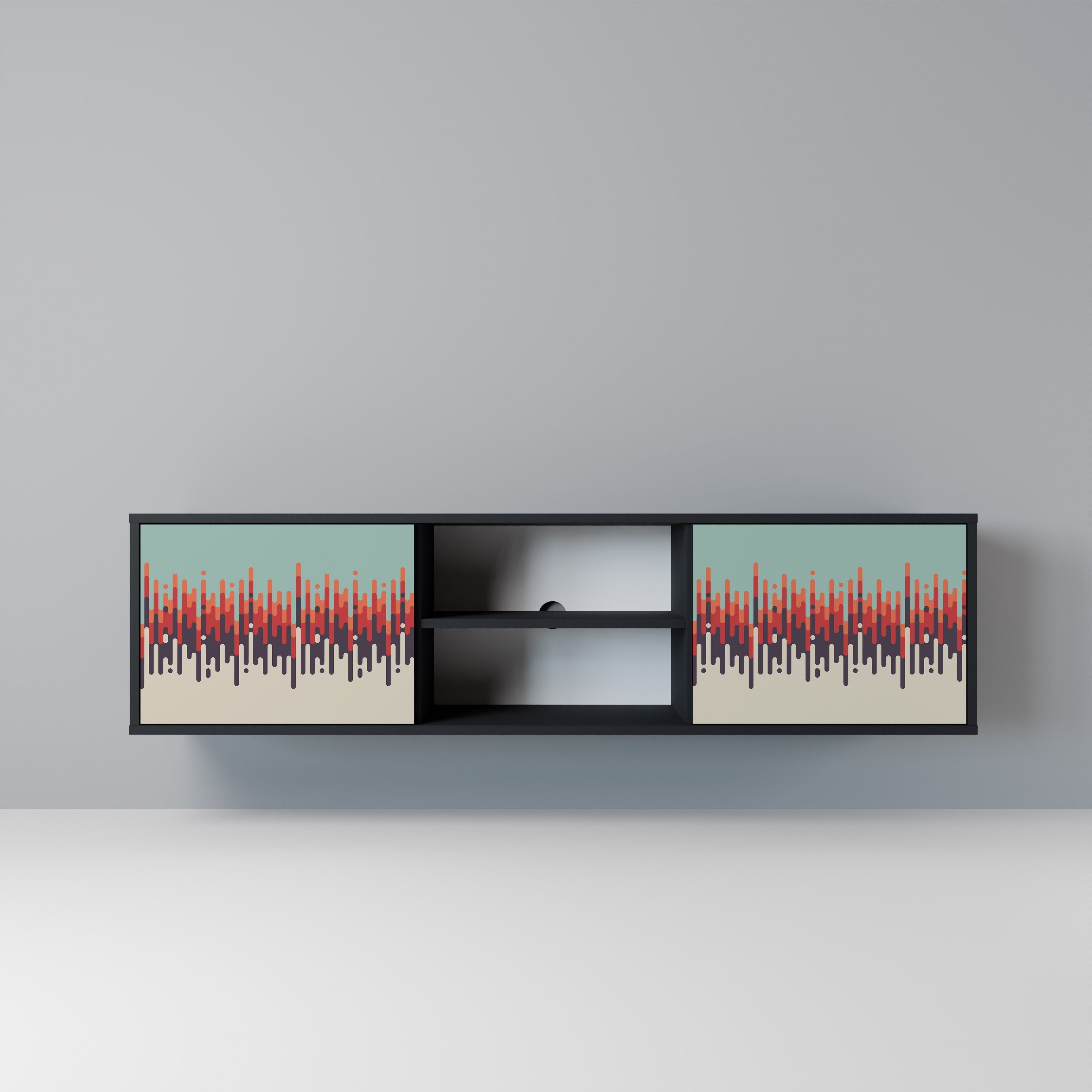 CHROMA CONTOURS Móvel de TV com 2 Portas em Acabamento Preto