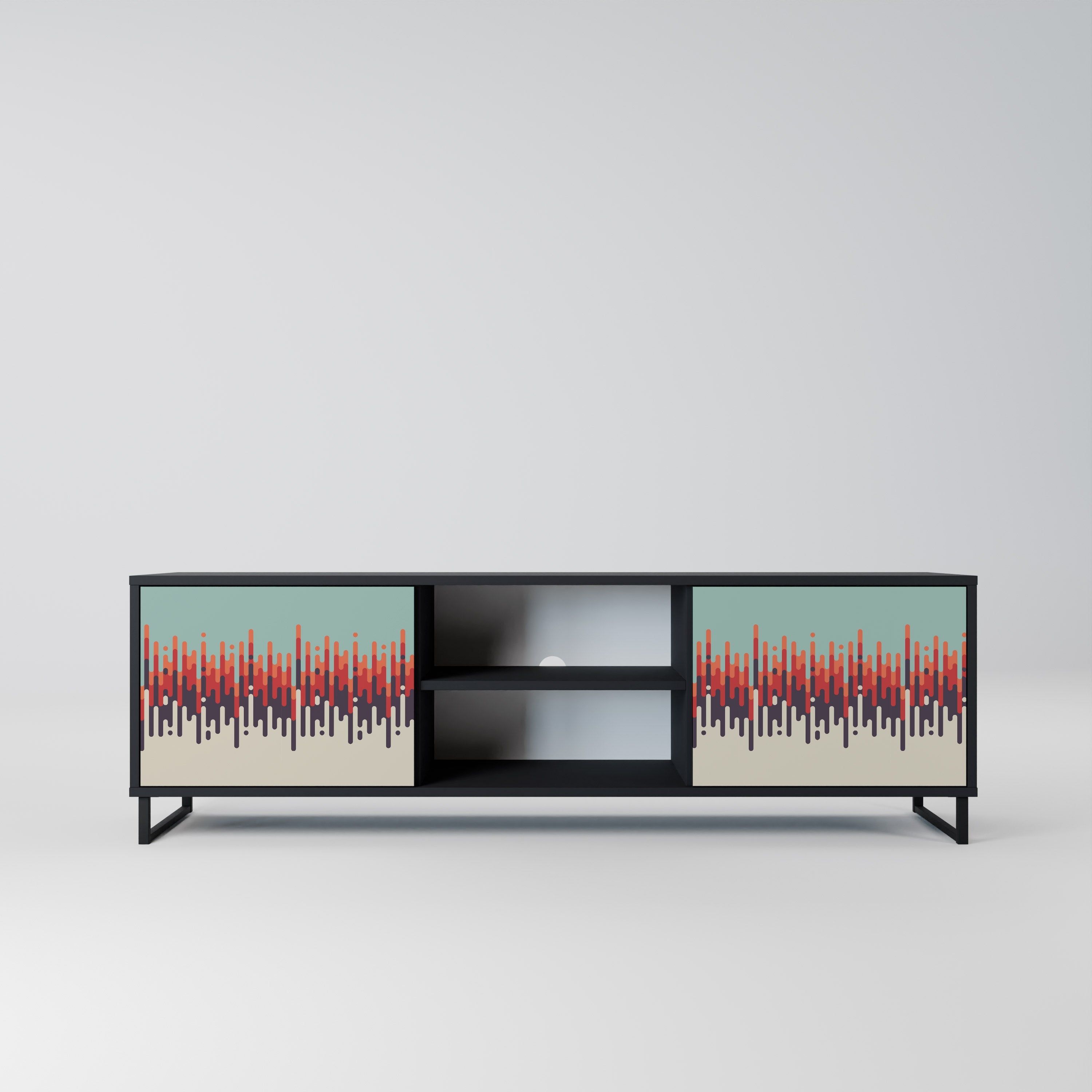 CHROMA CONTOURS Móvel de TV com 2 Portas em Acabamento Preto