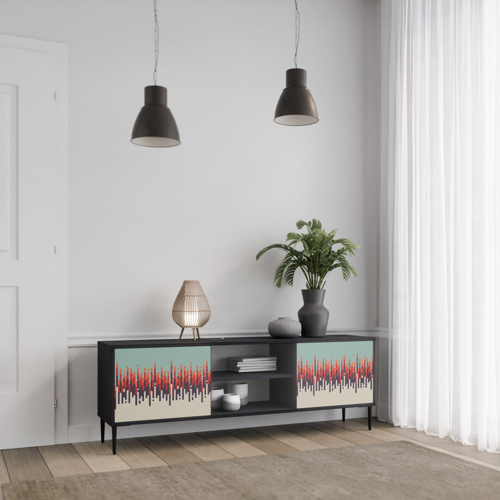 CHROMA CONTOURS Móvel de TV com 2 Portas em Acabamento Preto