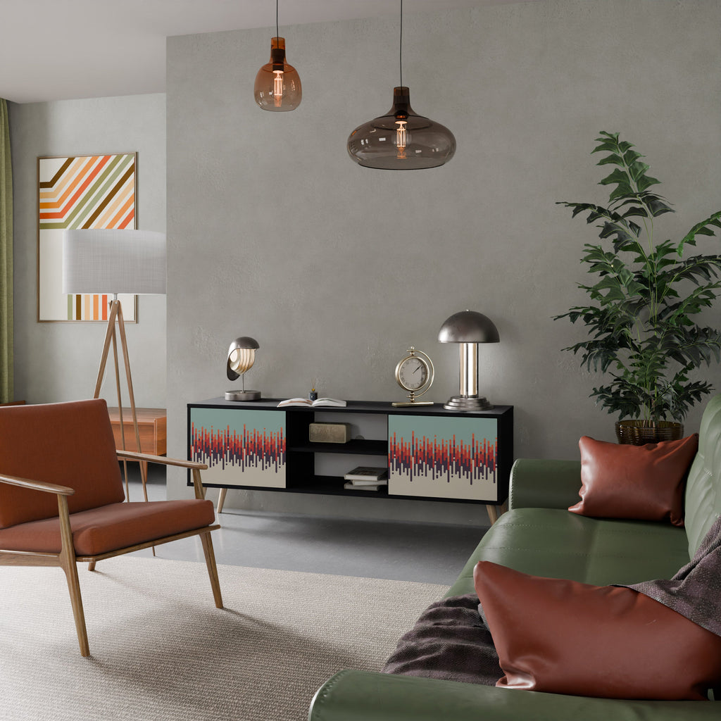 CHROMA CONTOURS Móvel de TV com 2 Portas em Acabamento Preto