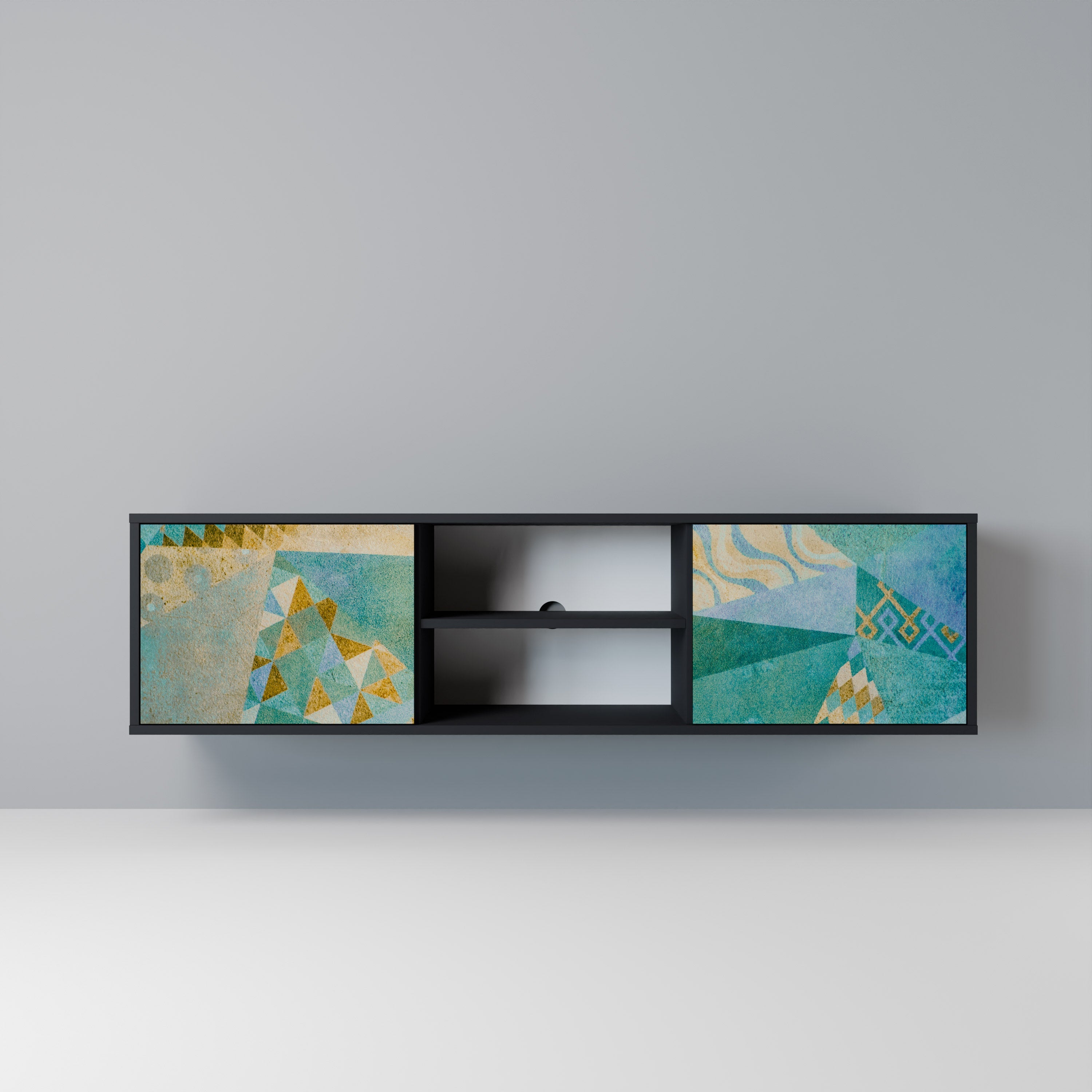 SPECTRUM SPLENDOR Móvel de TV com 2 Portas em Acabamento Preto