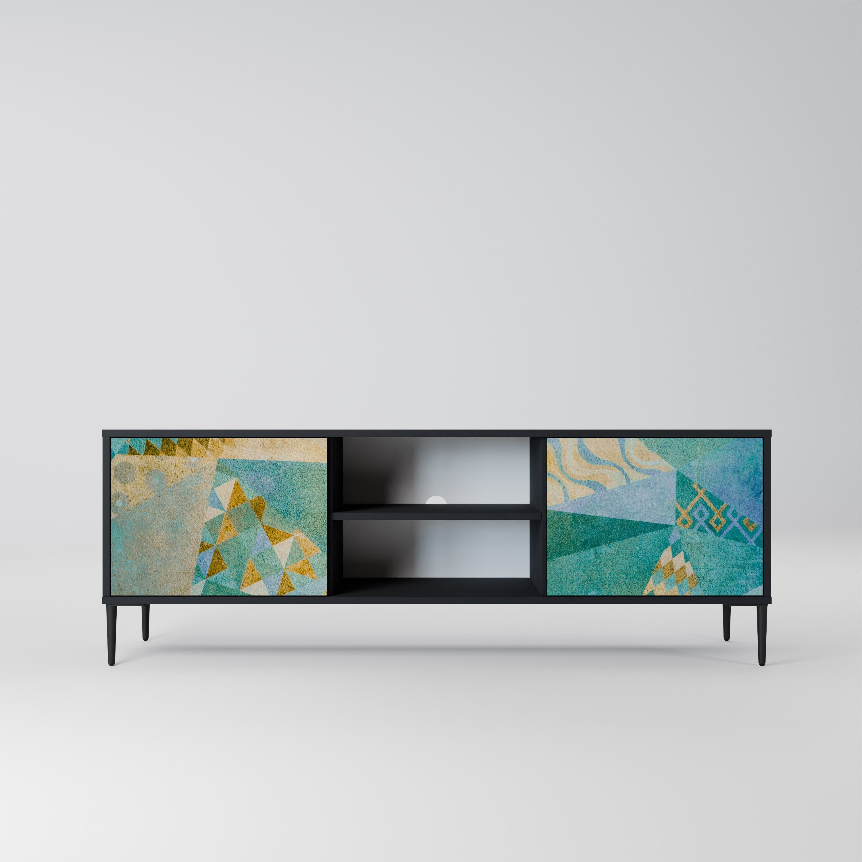 SPECTRUM SPLENDOR Móvel de TV com 2 Portas em Acabamento Preto