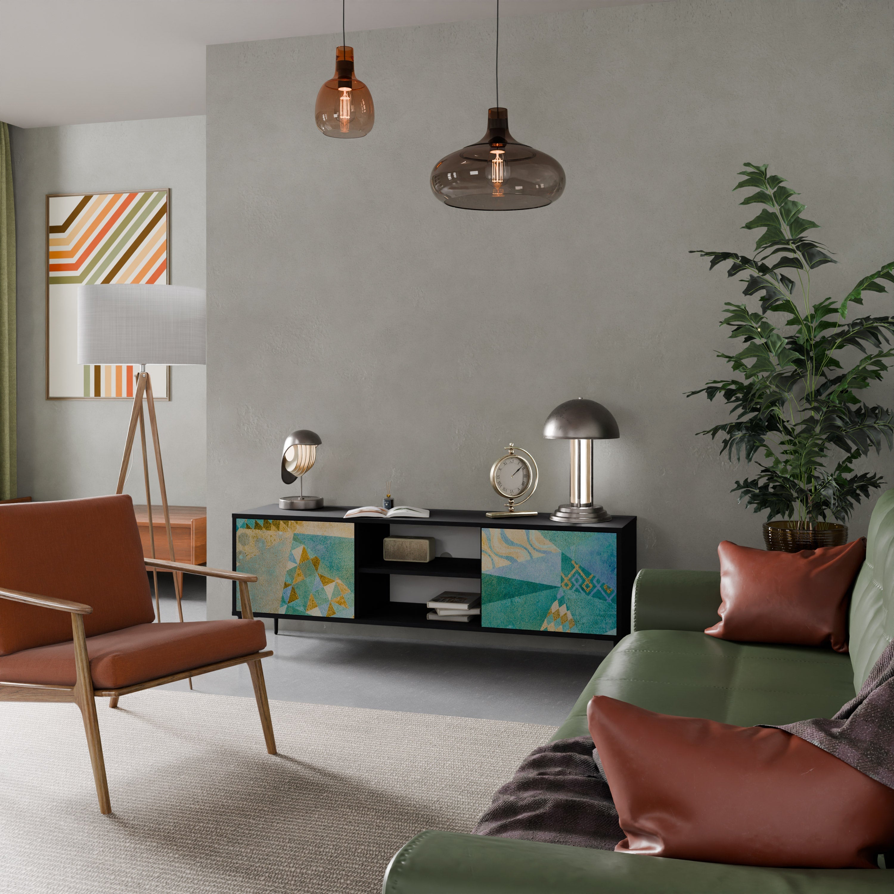 SPECTRUM SPLENDOR Móvel de TV com 2 Portas em Acabamento Preto