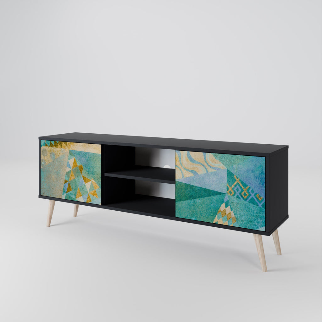 SPECTRUM SPLENDOR Móvel de TV com 2 Portas em Acabamento Preto