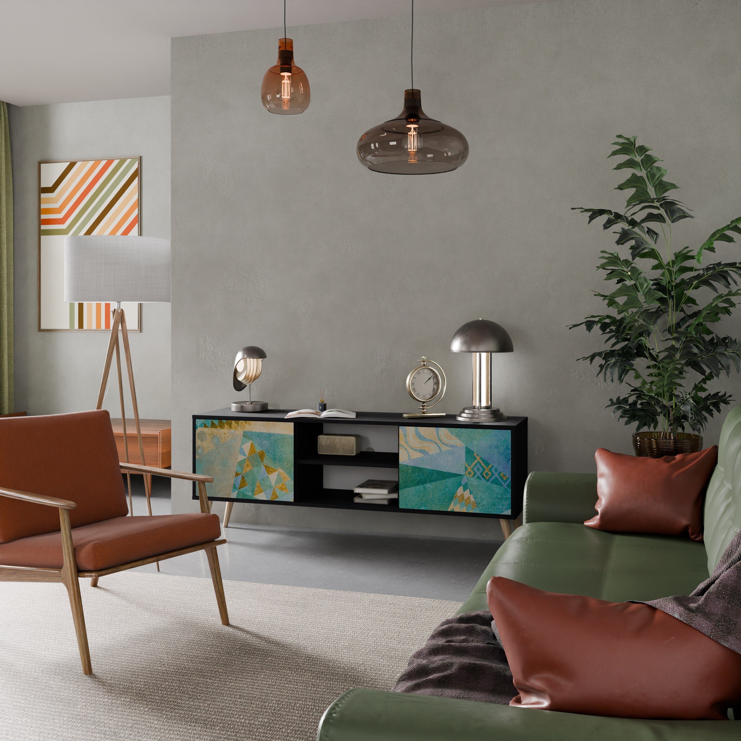 SPECTRUM SPLENDOR Móvel de TV com 2 Portas em Acabamento Preto