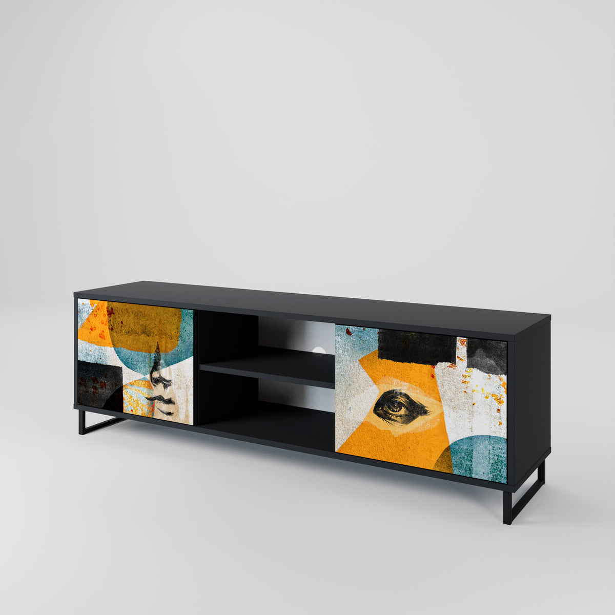 ABSTRACT FACES 2-Door TV Cabinet
