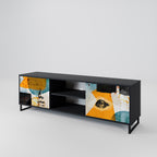 ABSTRACT FACES Móvel de TV com 2 Portas em Acabamento Preto