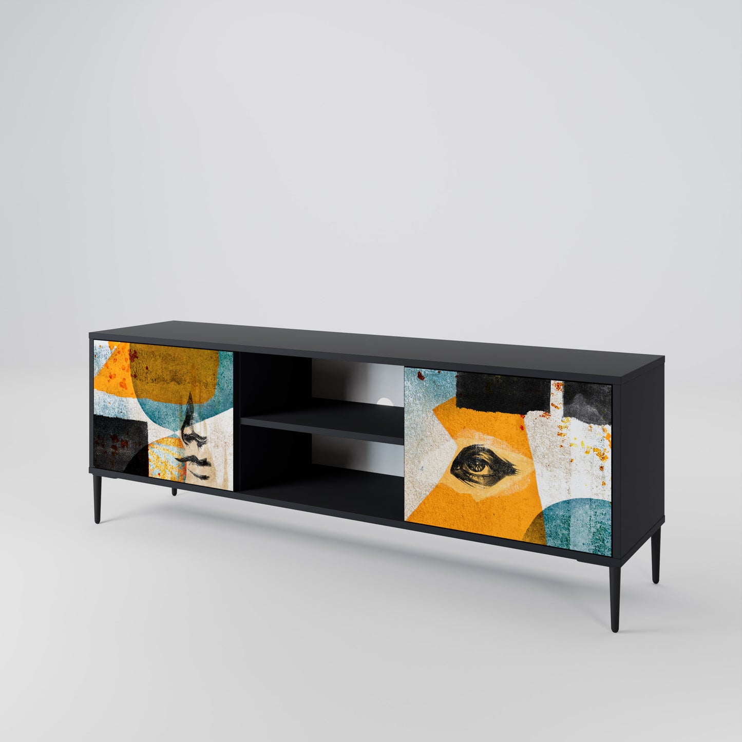 ABSTRACT FACES 2-Door TV Cabinet