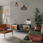 WATERCOLOUR PEAKS Móvel de TV com 2 Portas em Acabamento Preto