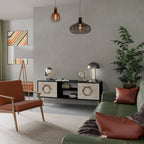 HEXAGONAL SHAPES Móvel de TV com 2 Portas em Acabamento Preto