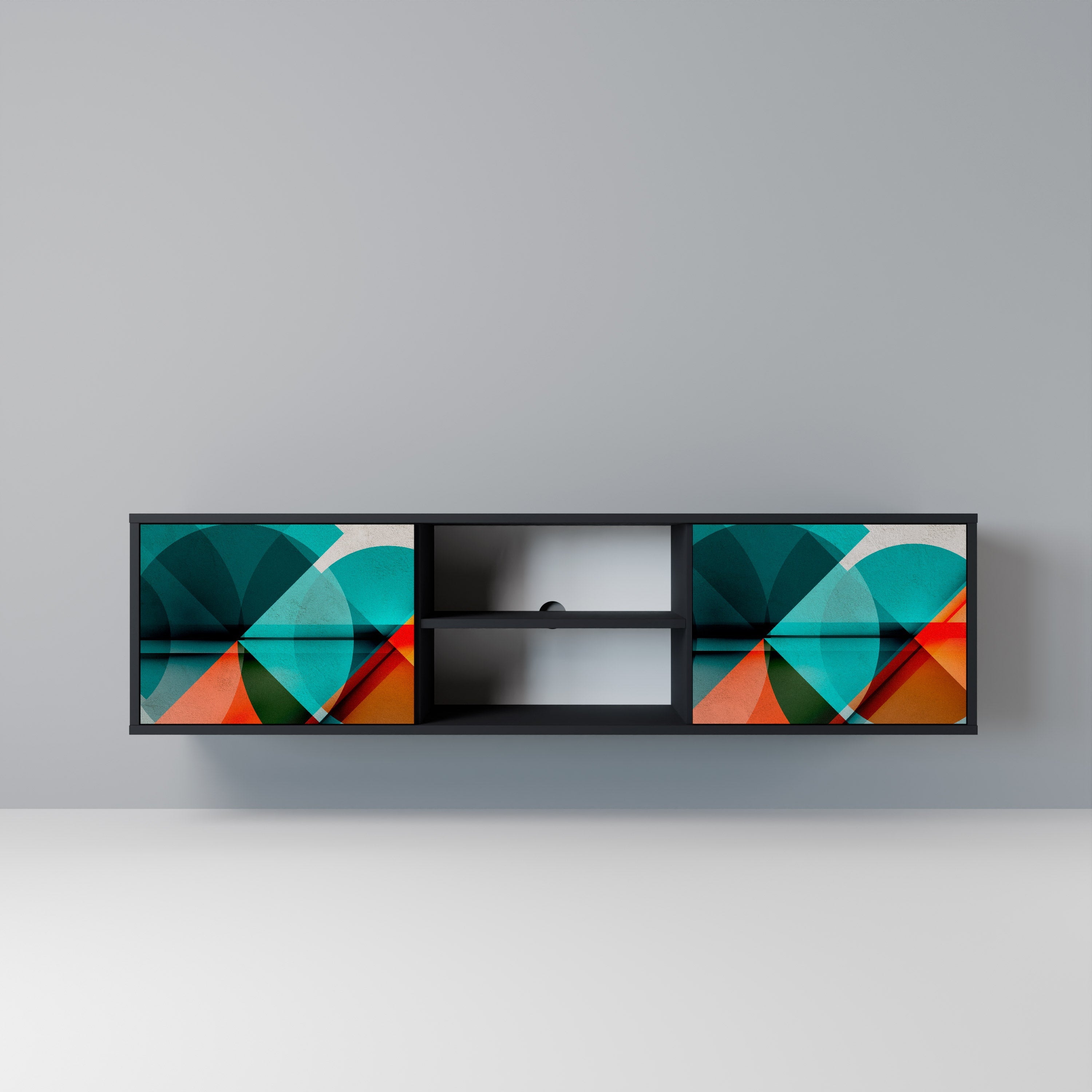 CIRCULAR RHAPSODY Móvel de TV com 2 Portas em Acabamento Preto