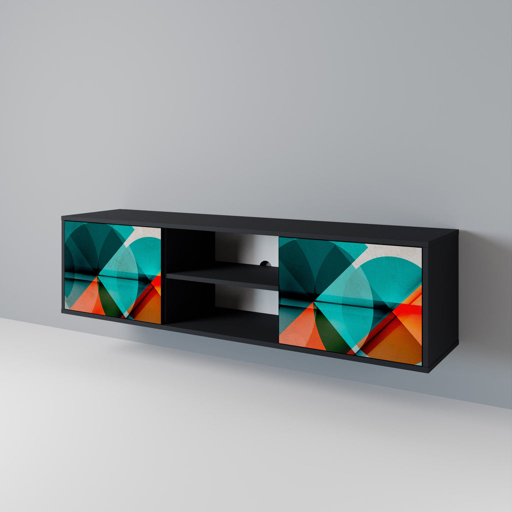 CIRCULAR RHAPSODY Móvel de TV com 2 Portas em Acabamento Preto