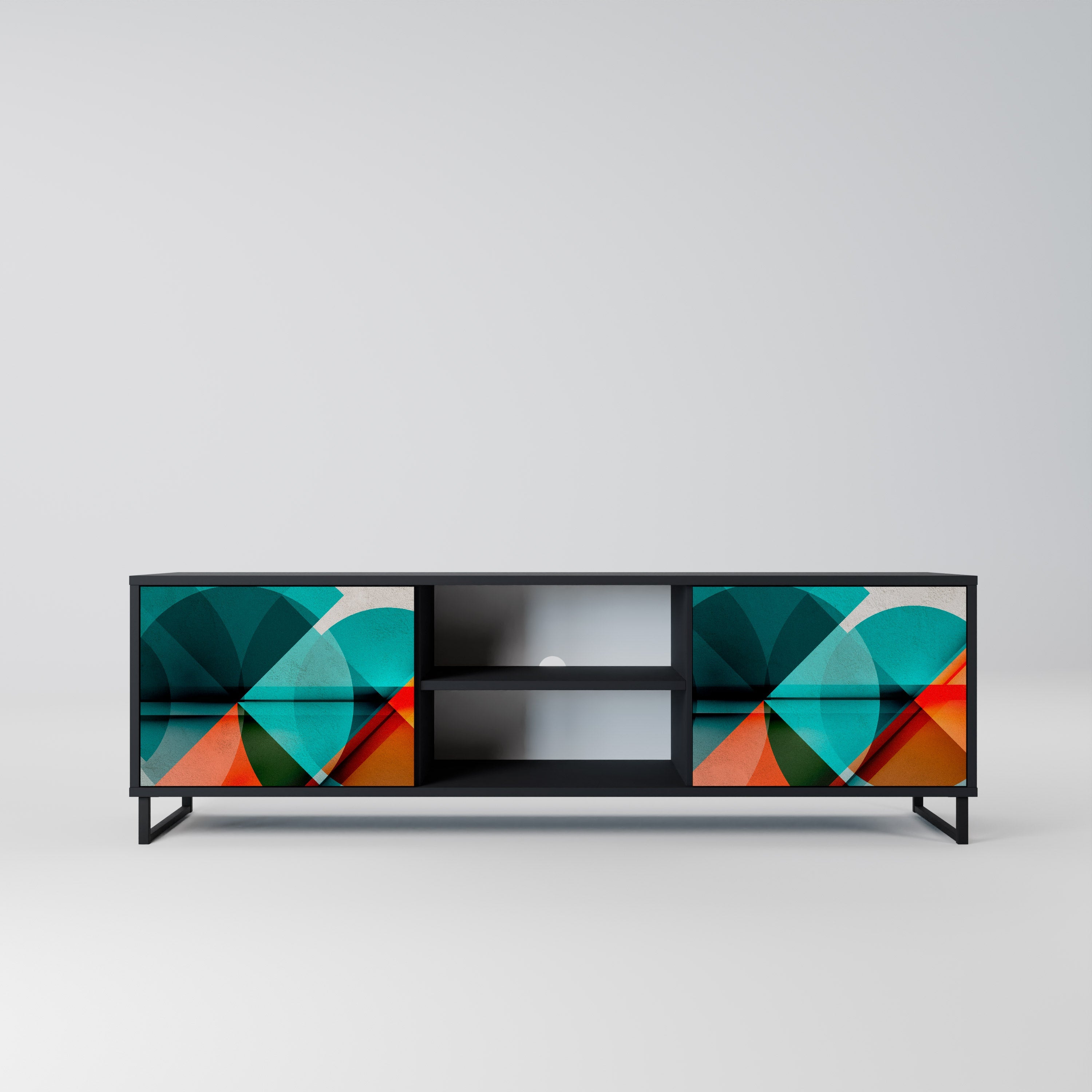 CIRCULAR RHAPSODY Móvel de TV com 2 Portas em Acabamento Preto