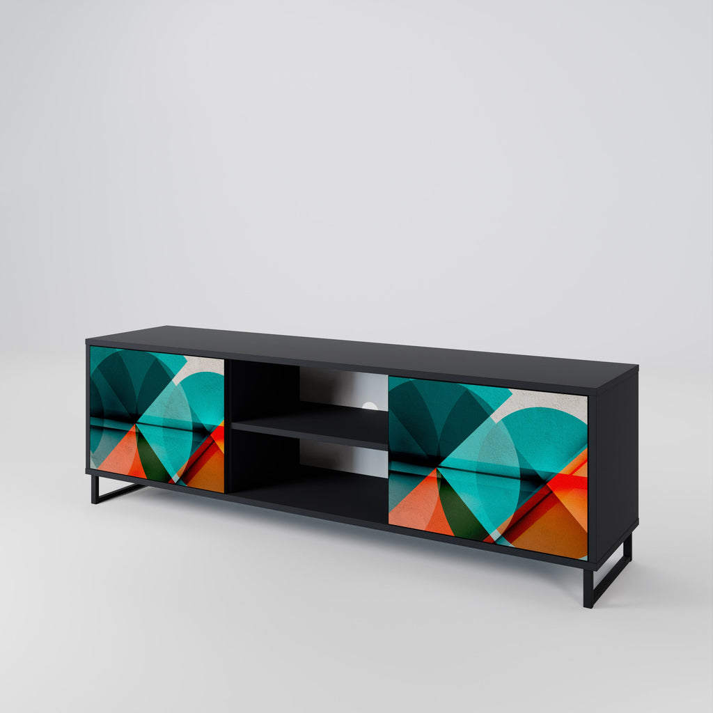 CIRCULAR RHAPSODY Móvel de TV com 2 Portas em Acabamento Preto