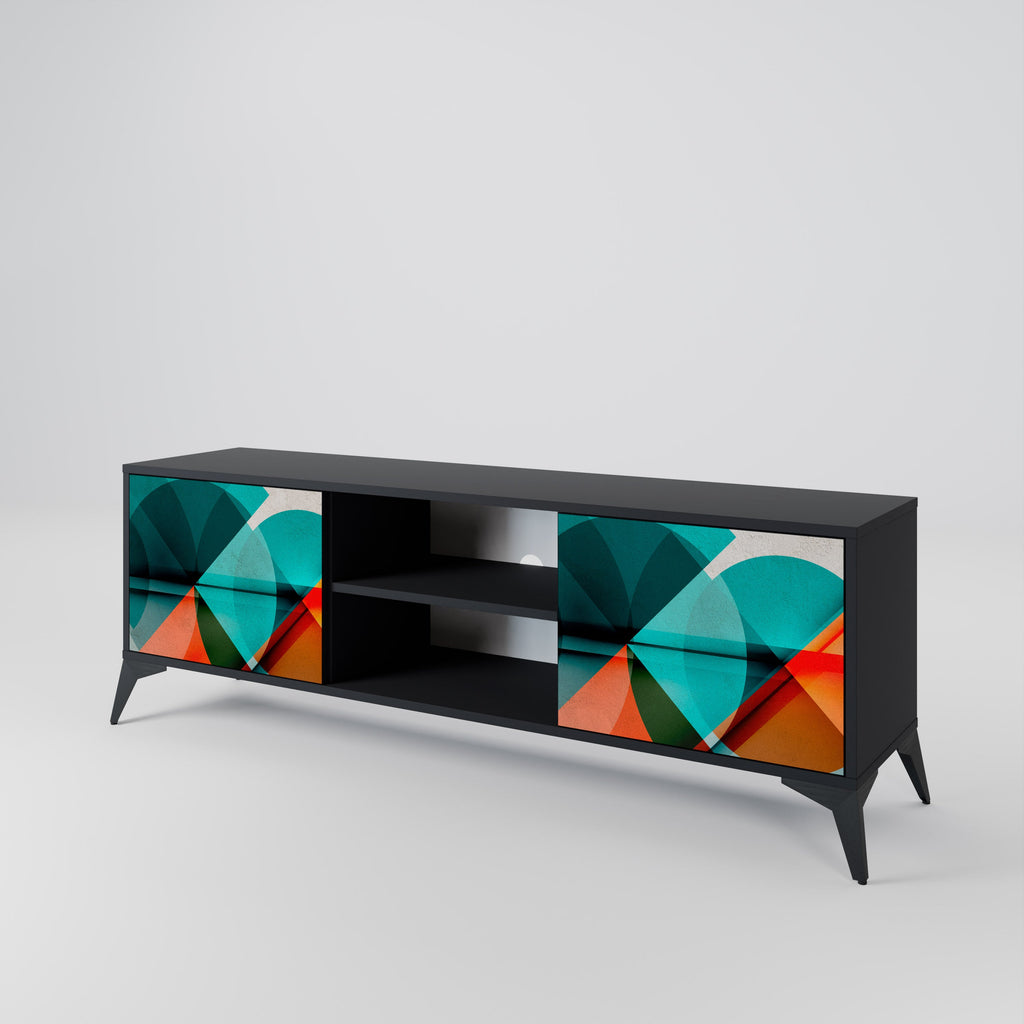 CIRCULAR RHAPSODY Móvel de TV com 2 Portas em Acabamento Preto