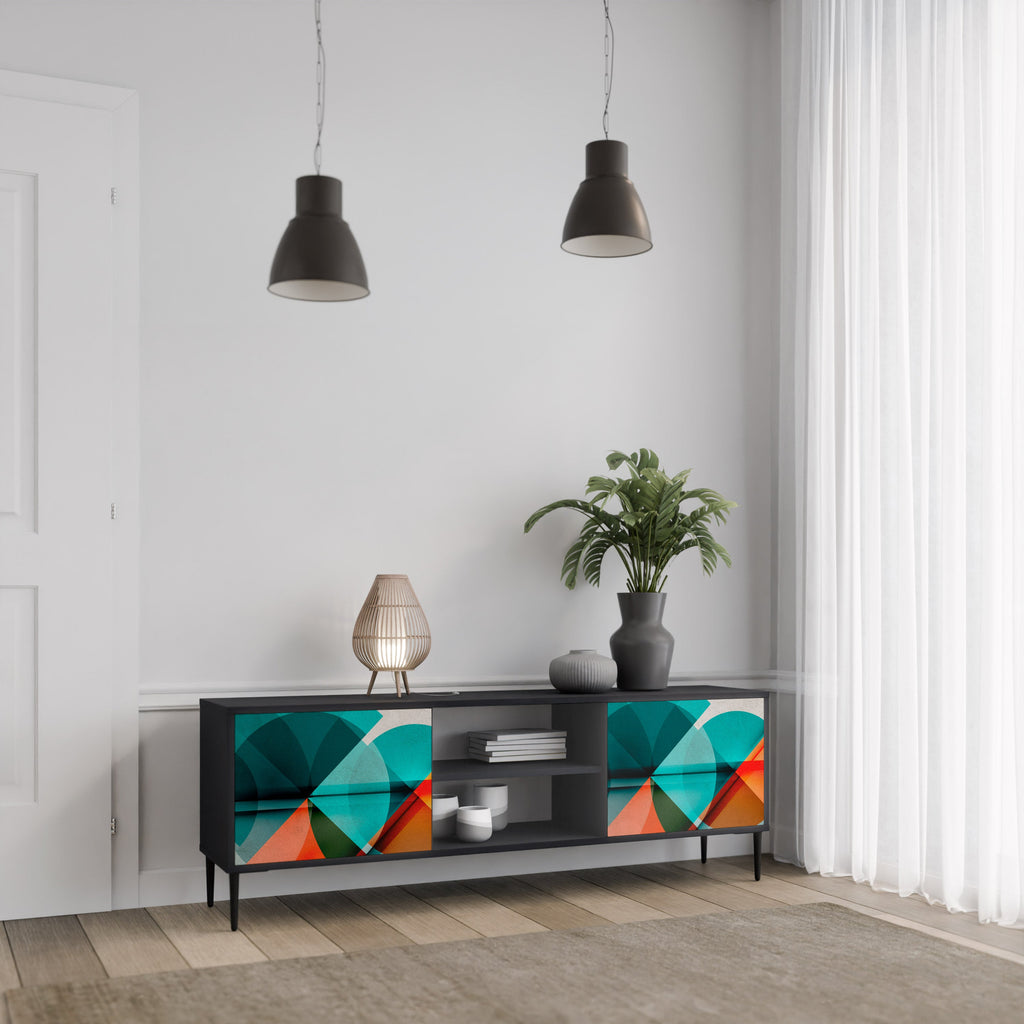 CIRCULAR RHAPSODY Móvel de TV com 2 Portas em Acabamento Preto