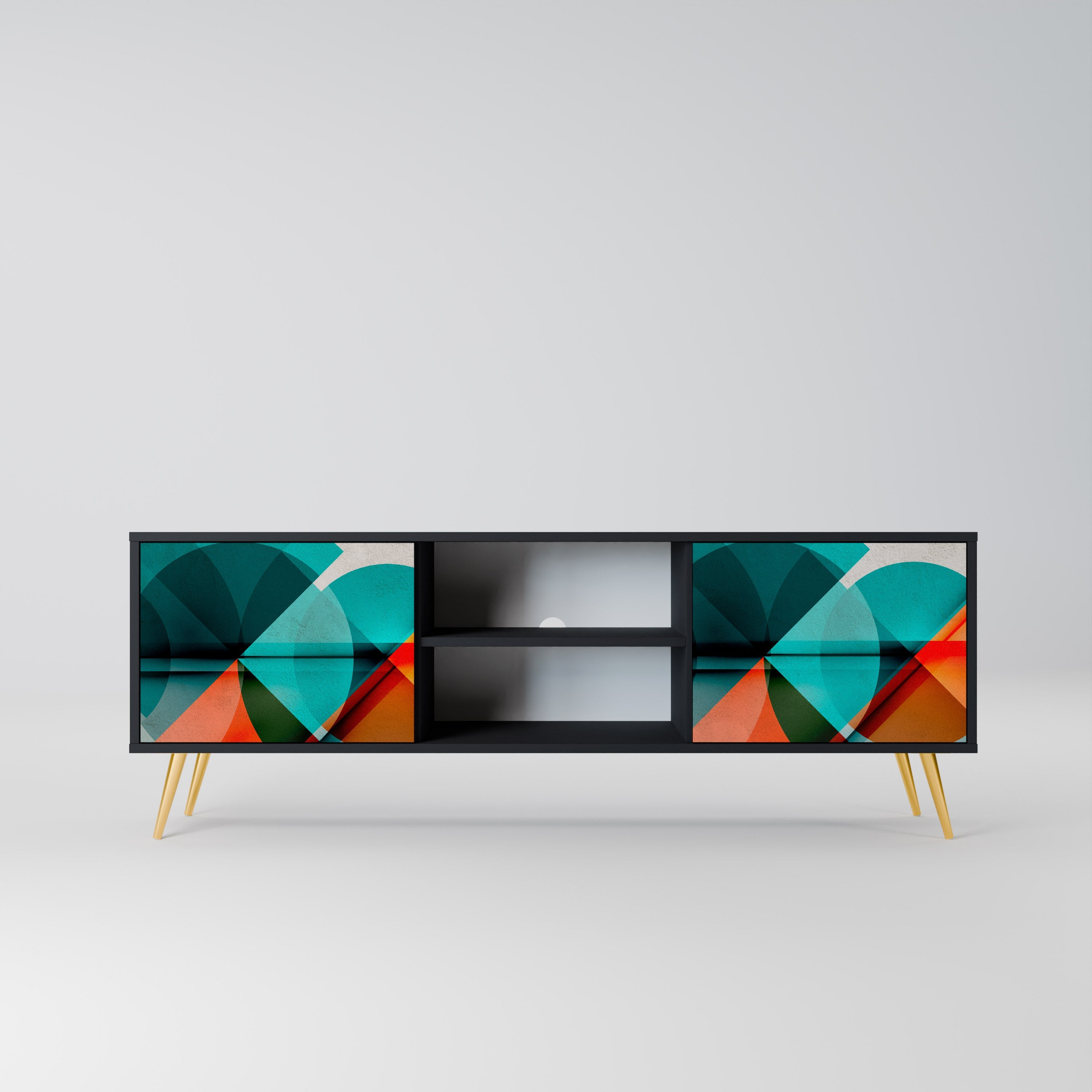 CIRCULAR RHAPSODY Móvel de TV com 2 Portas em Acabamento Preto