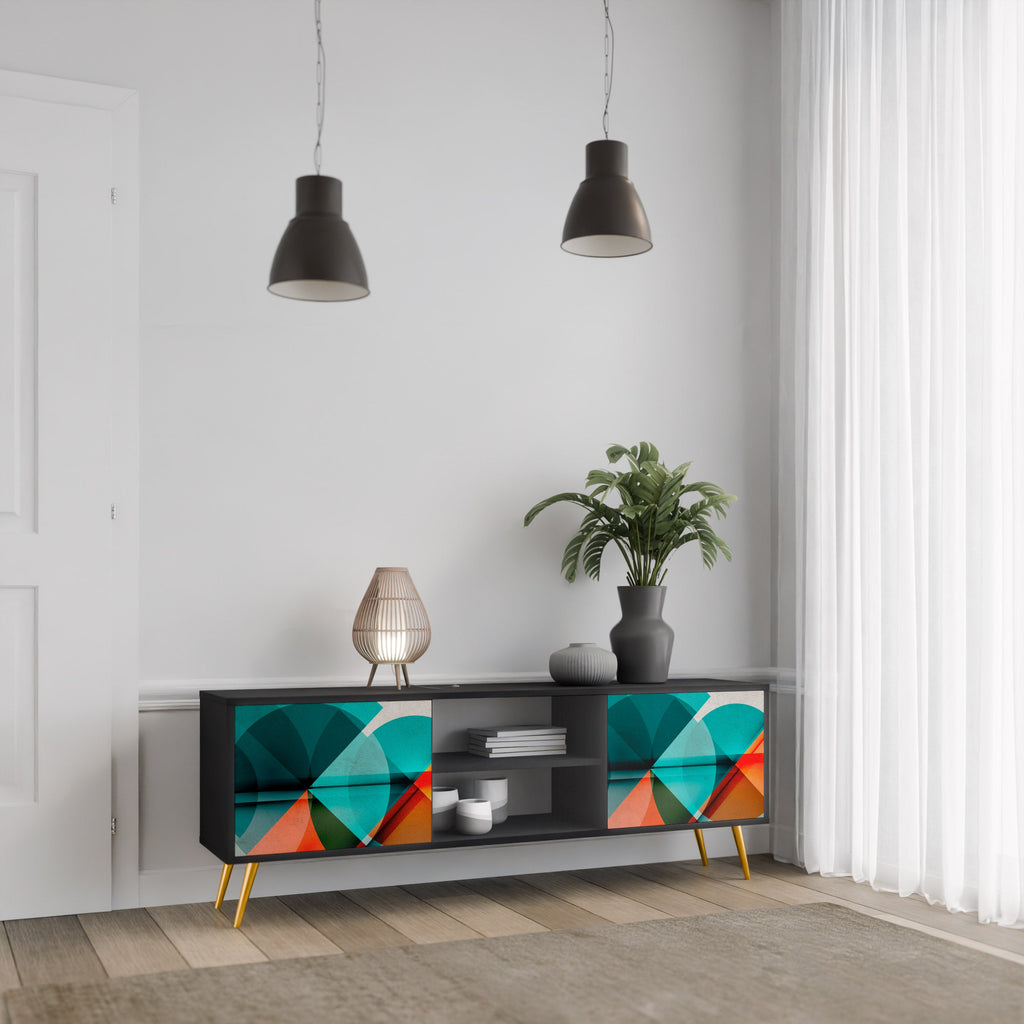 CIRCULAR RHAPSODY Móvel de TV com 2 Portas em Acabamento Preto