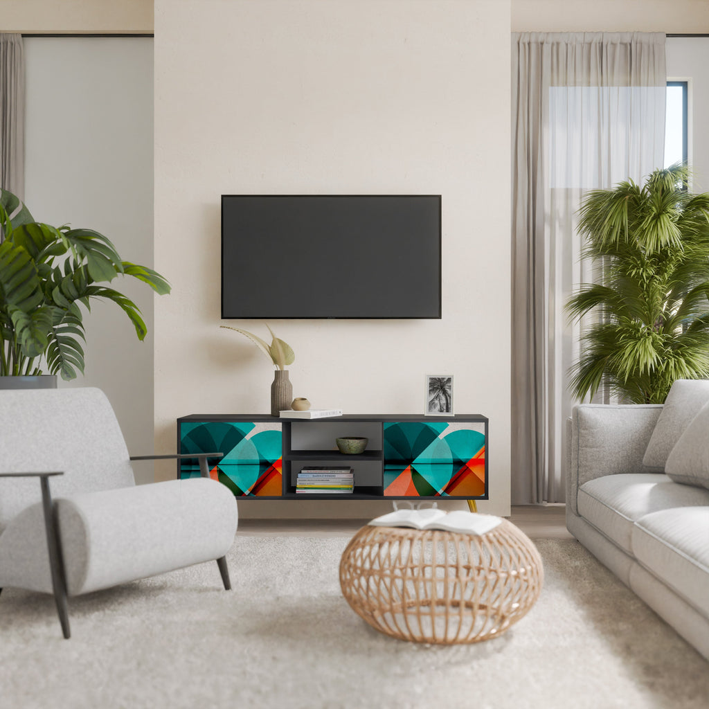 CIRCULAR RHAPSODY Móvel de TV com 2 Portas em Acabamento Preto