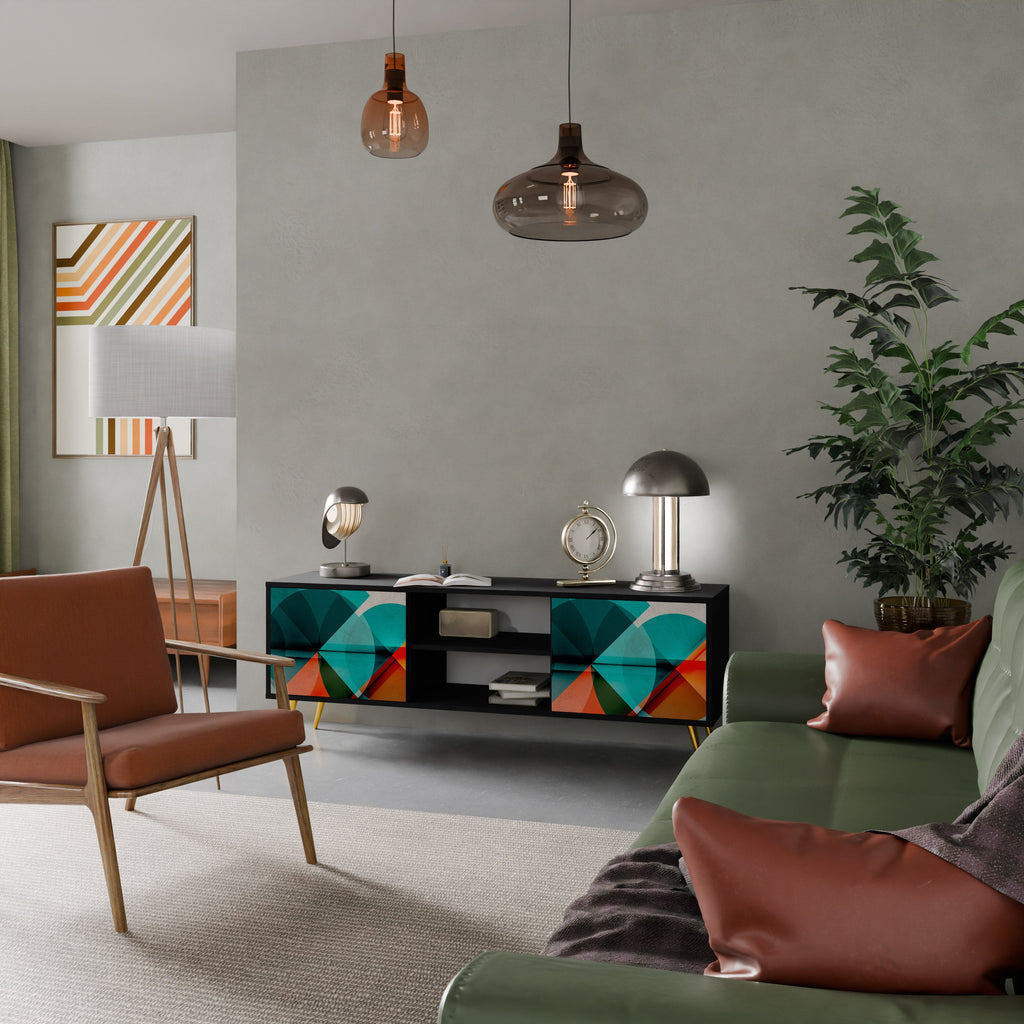 CIRCULAR RHAPSODY Móvel de TV com 2 Portas em Acabamento Preto