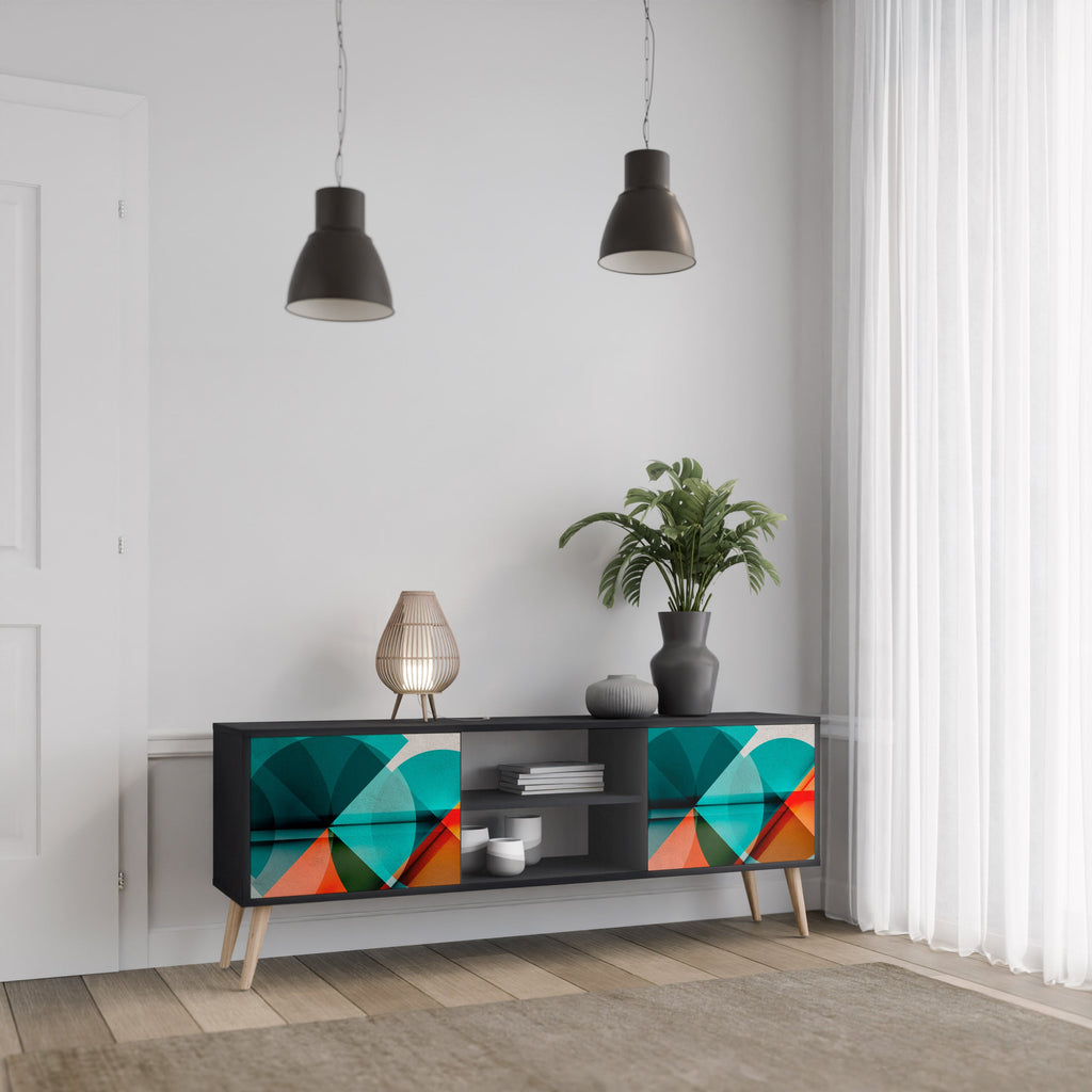 CIRCULAR RHAPSODY Móvel de TV com 2 Portas em Acabamento Preto