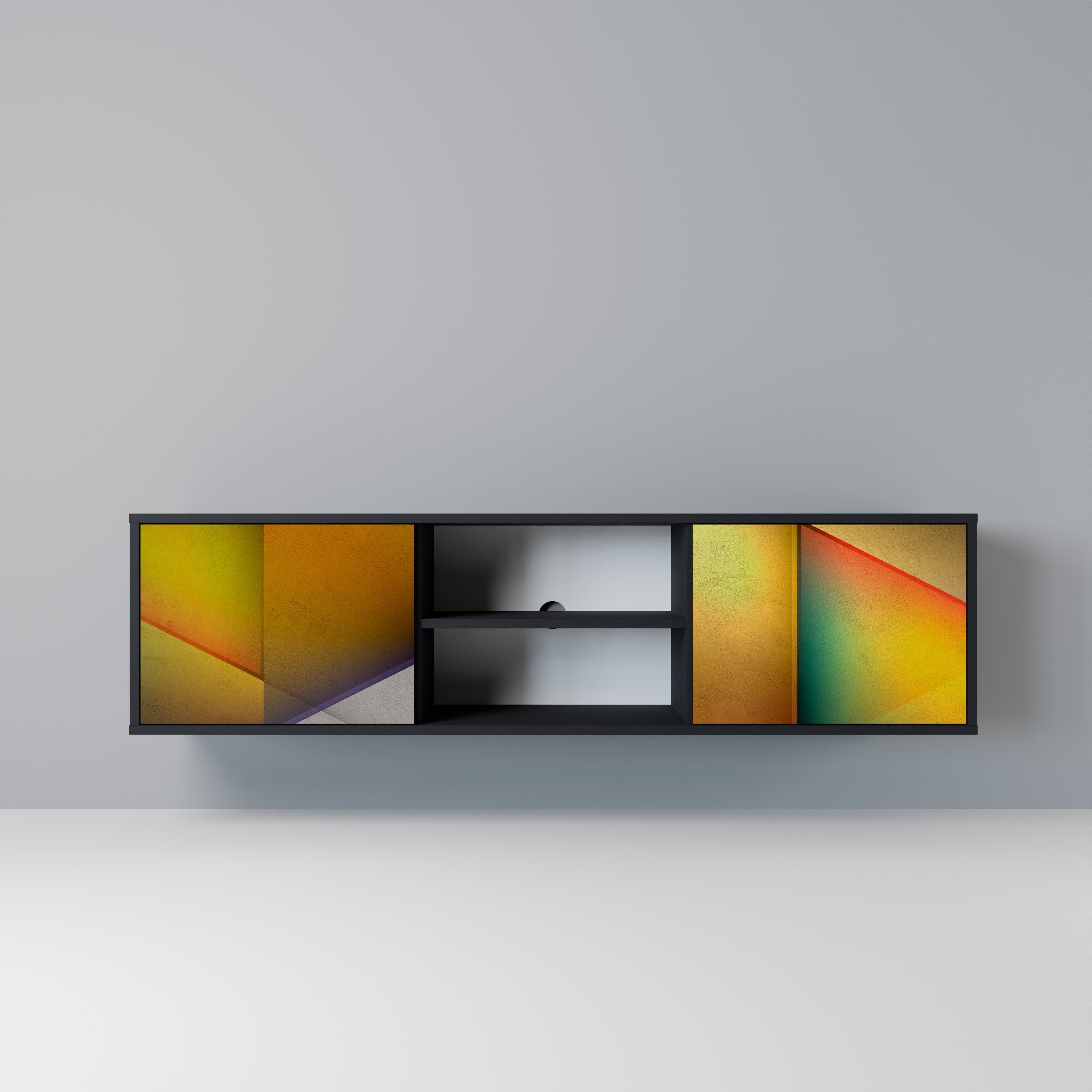 PIERCING SHARPNESS Móvel de TV com 2 Portas em Acabamento Preto